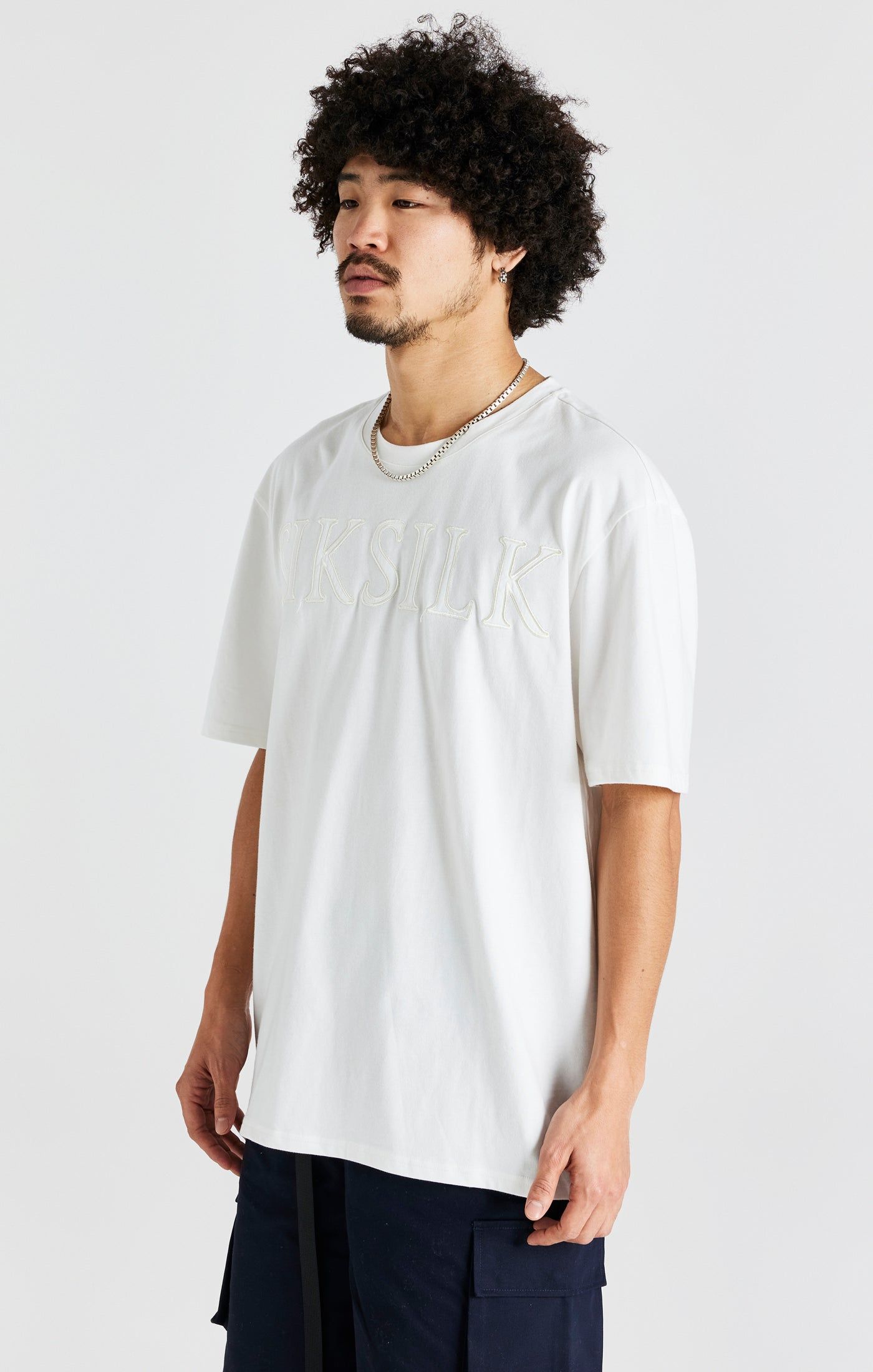 Ecru Oversized Logo T-Shirt sold by Siksilk product image thumbnail 5