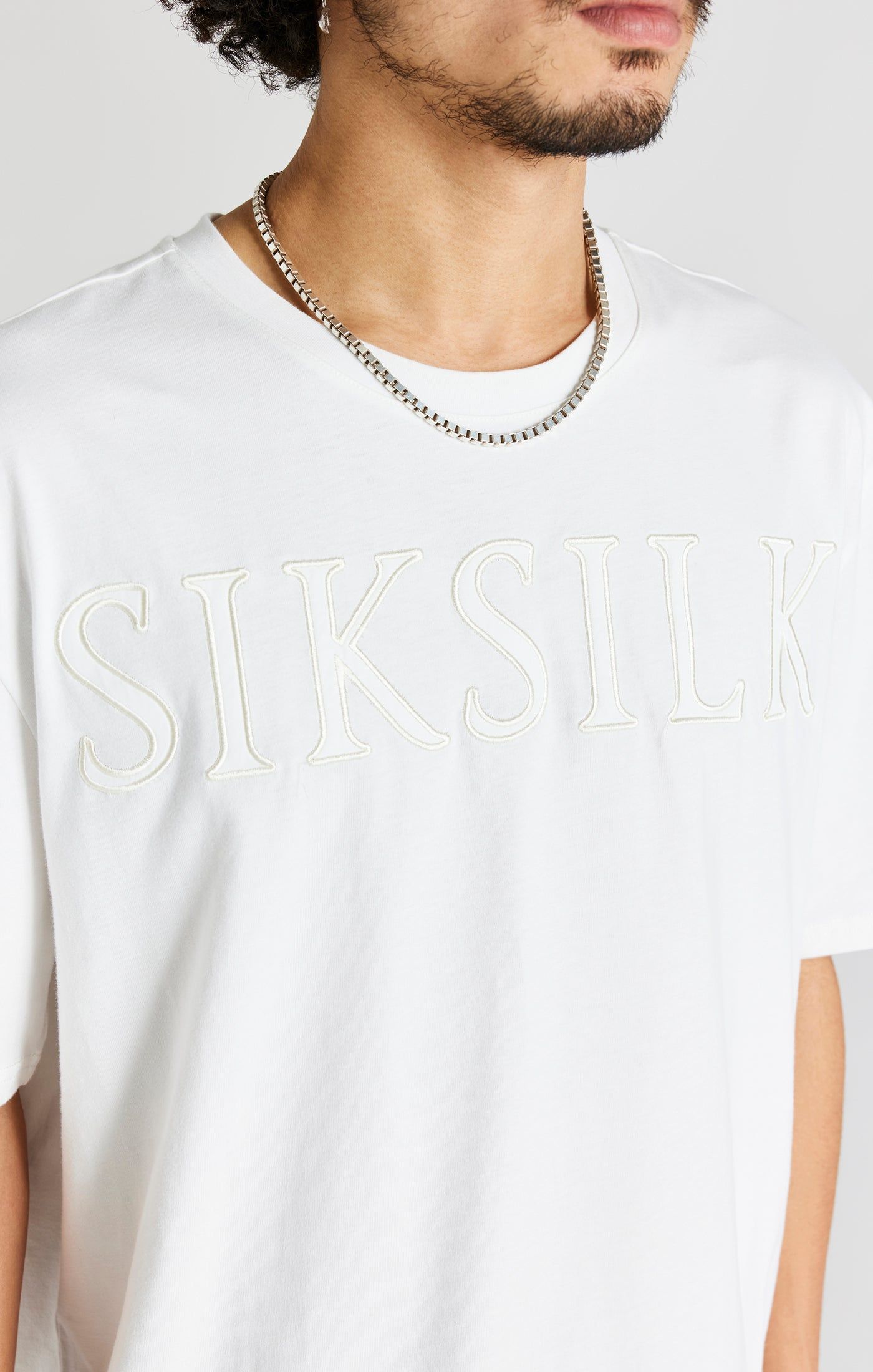 Ecru Oversized Logo T-Shirt sold by Siksilk product image thumbnail 2