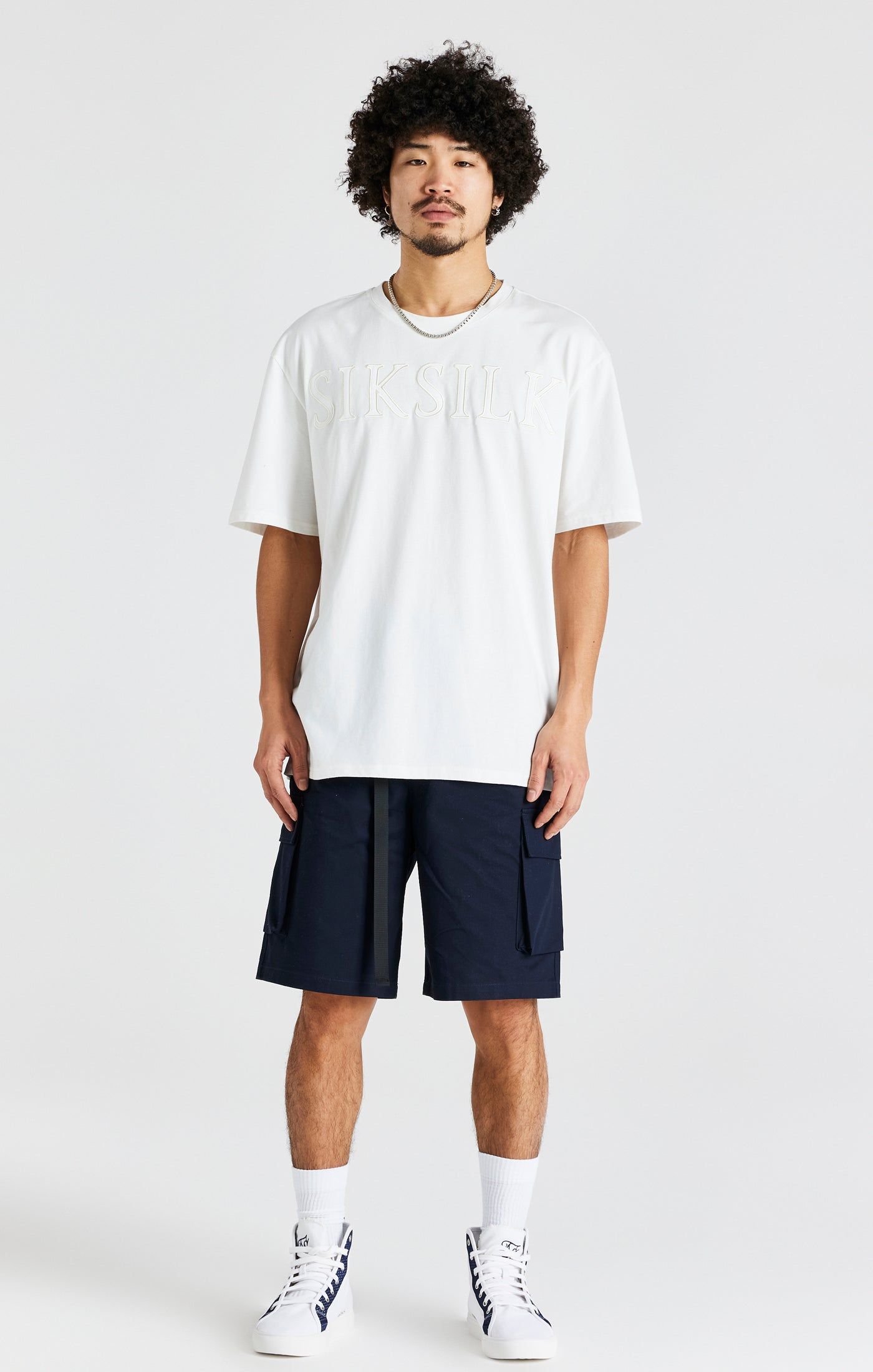 Ecru Oversized Logo T-Shirt sold by Siksilk product image thumbnail 3