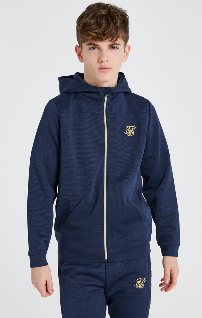 Boys Navy Mesh Zip Thru Hoodie sold by Siksilk product image thumbnail 2