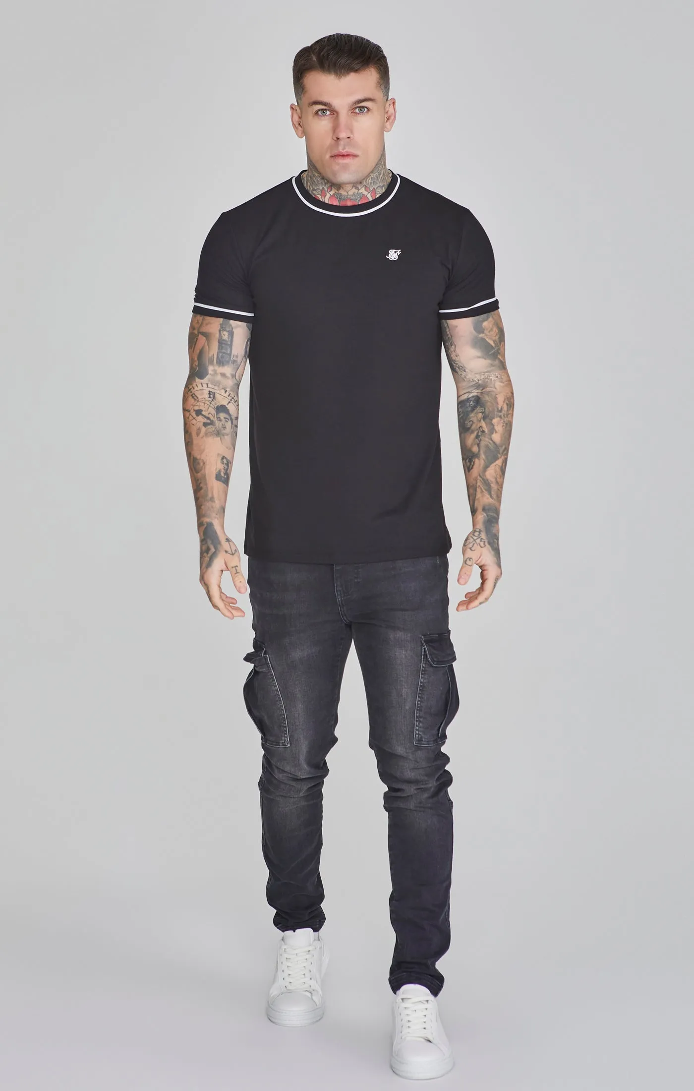 Black Muscle Fit T-Shirt sold by Siksilk product image thumbnail 2