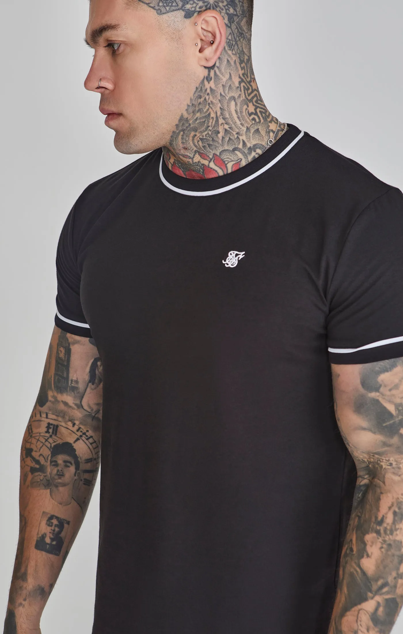 Black Muscle Fit T-Shirt sold by Siksilk product image thumbnail 3