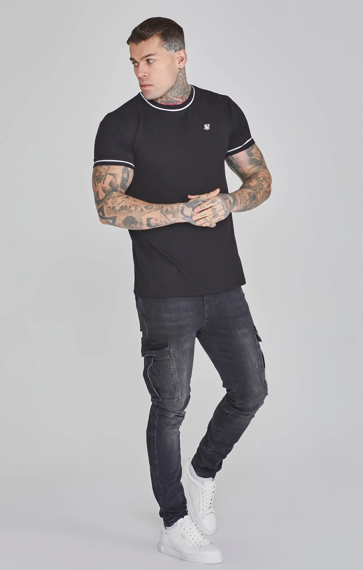 Black Muscle Fit T-Shirt sold by Siksilk product image thumbnail 4