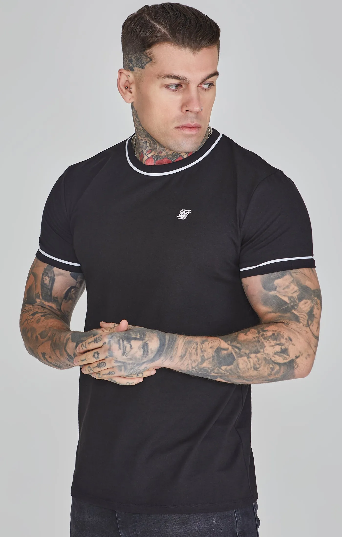 Black Muscle Fit T-Shirt sold by Siksilk