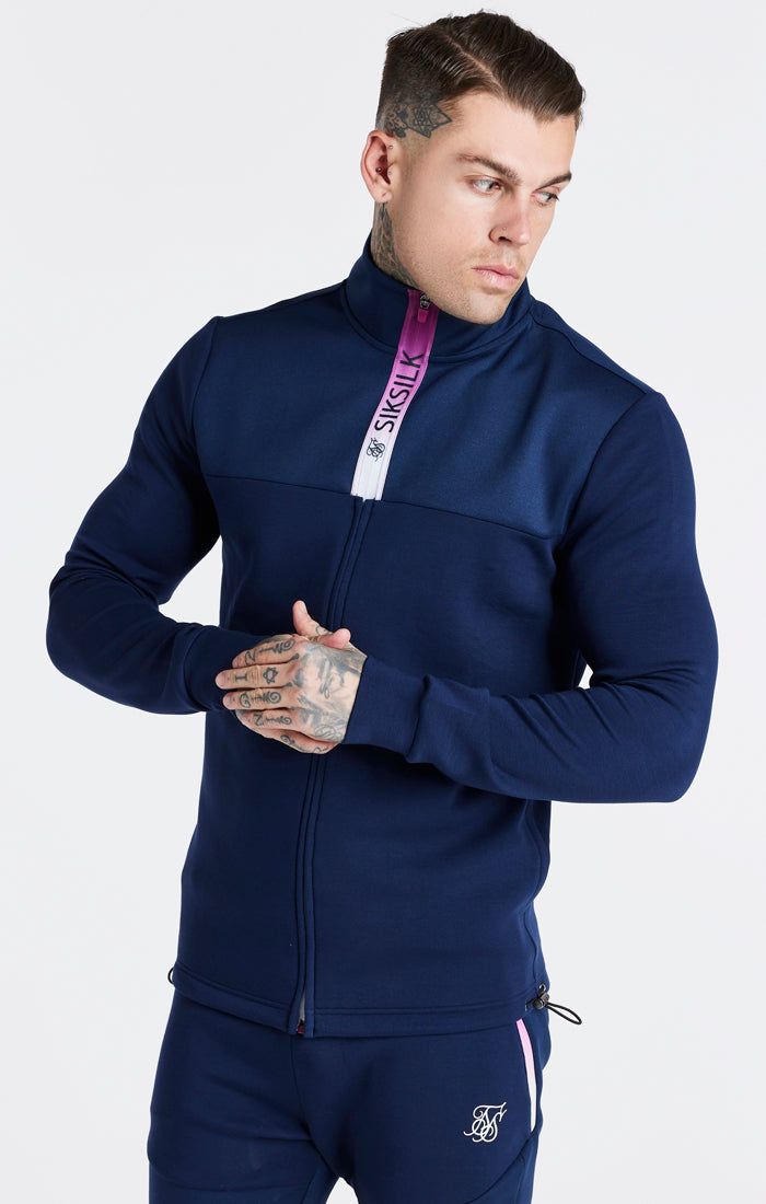 Navy Covert Fade Funnel Zip Through sold by Siksilk