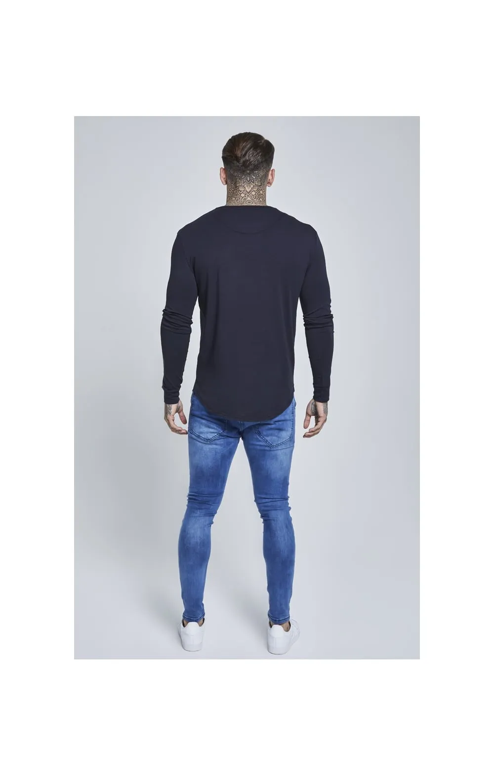 Navy Long Sleeve Muscle Fit T-Shirt sold by Siksilk product image thumbnail 5
