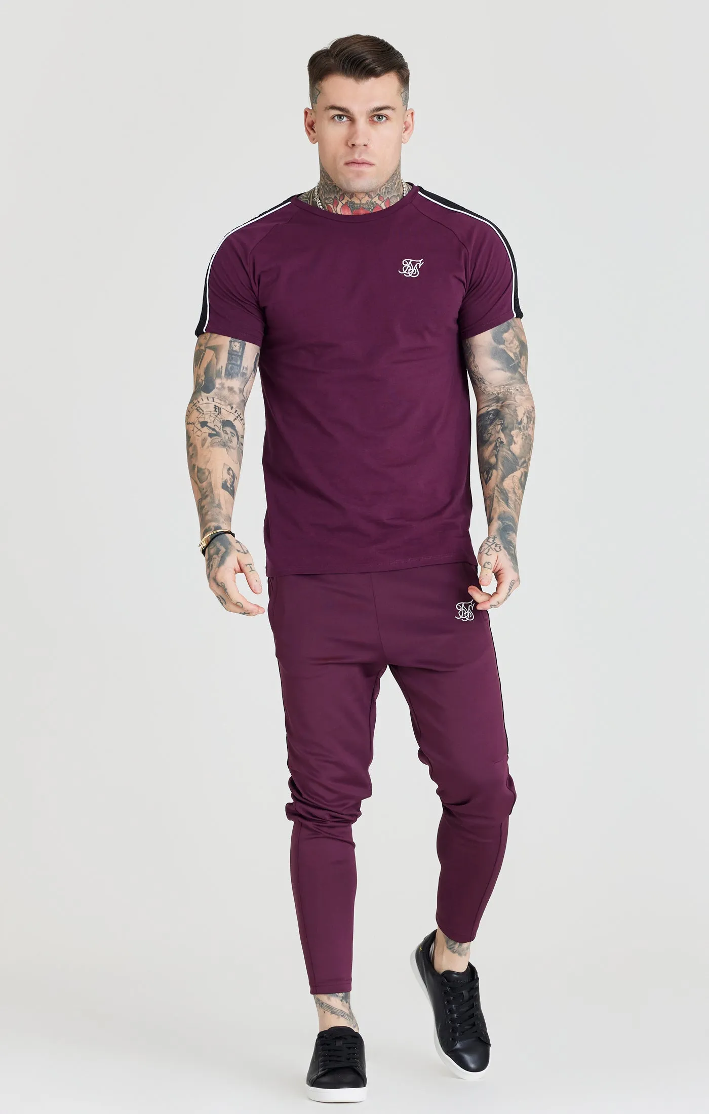SikSilk Taped Athlete Loose Fit Pant - Burgundy & Black sold by Siksilk product image thumbnail 4