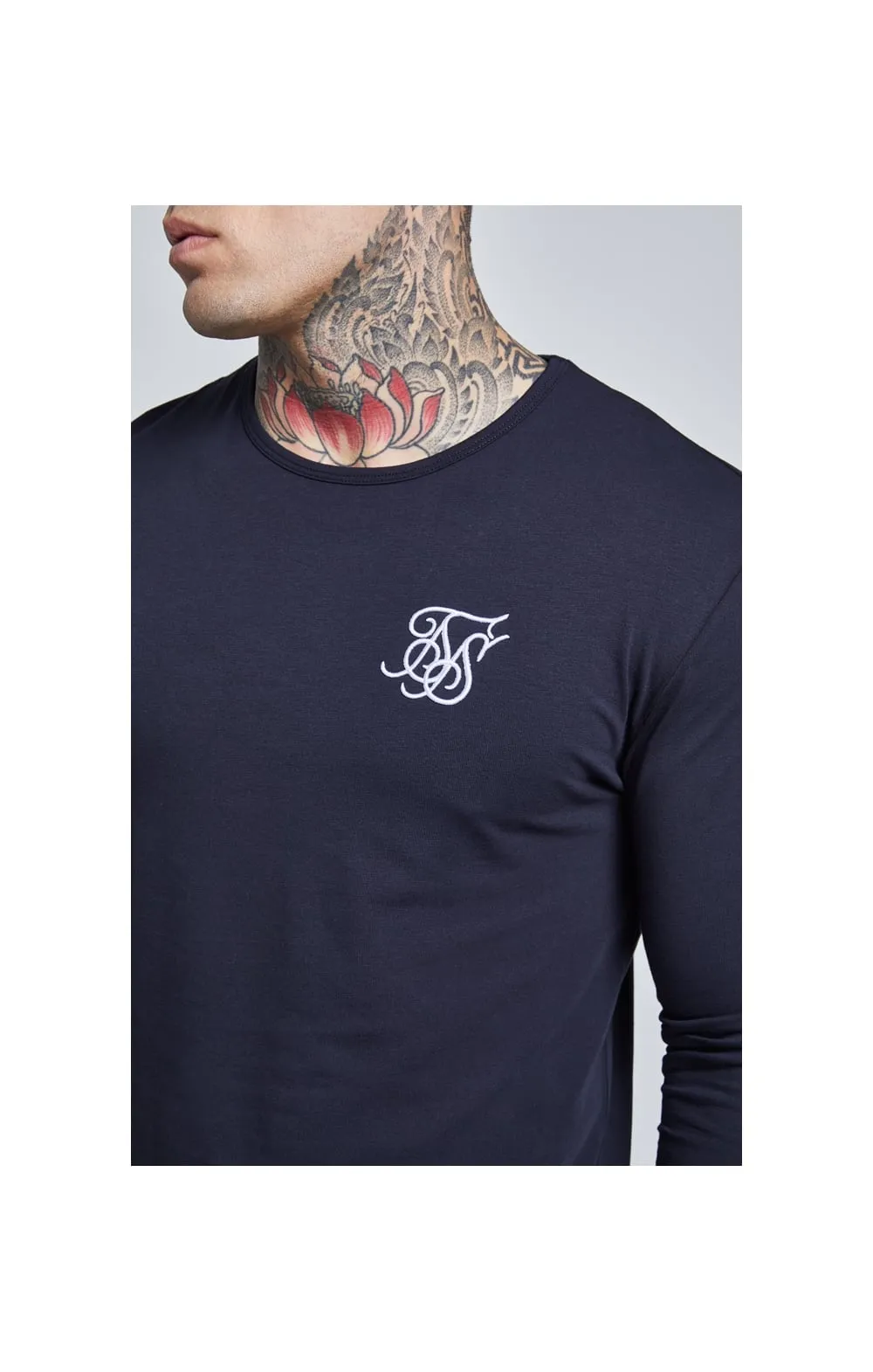 Navy Long Sleeve Muscle Fit T-Shirt sold by Siksilk product image thumbnail 2
