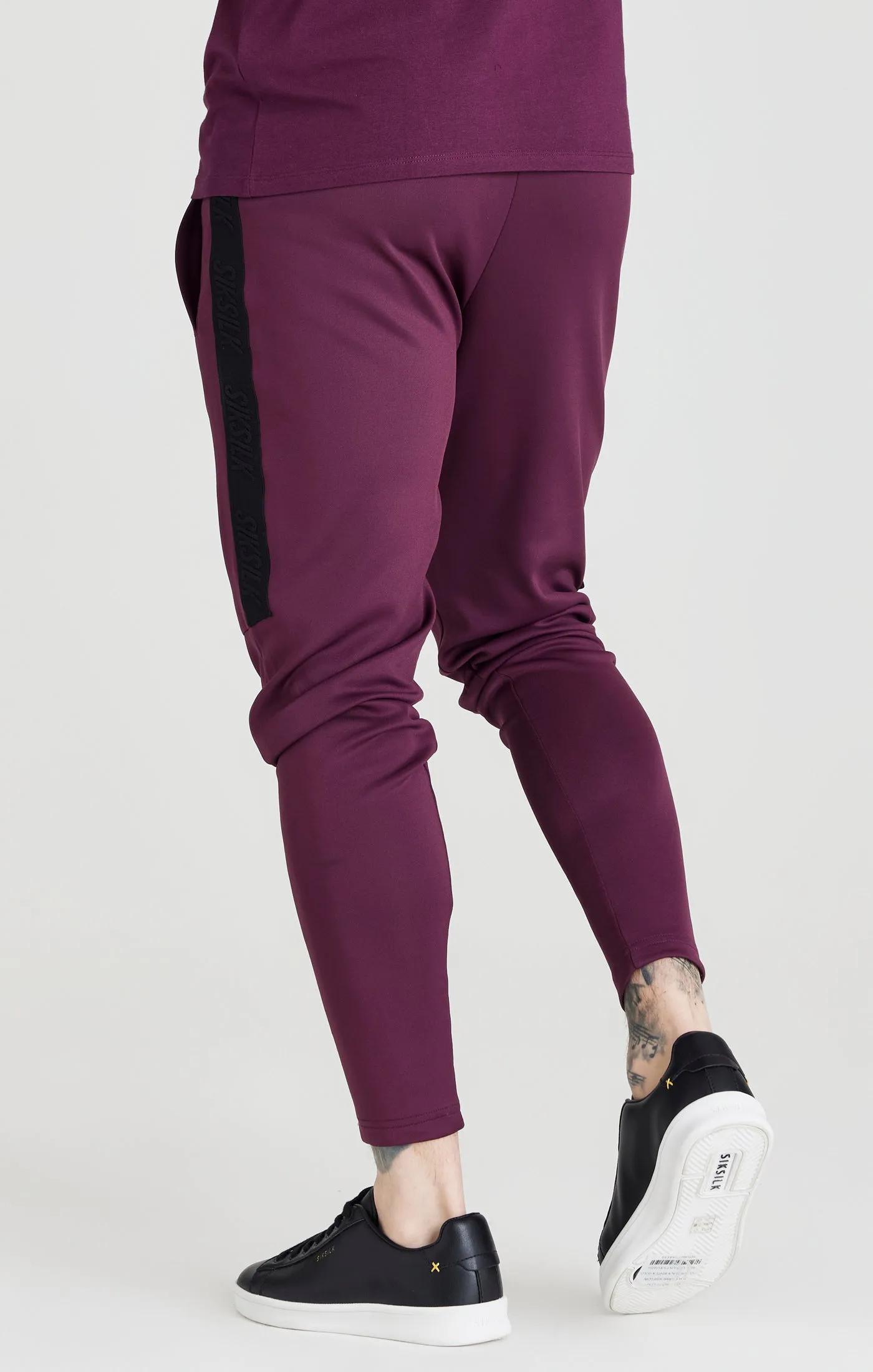 SikSilk Taped Athlete Loose Fit Pant - Burgundy & Black sold by Siksilk product image thumbnail 2