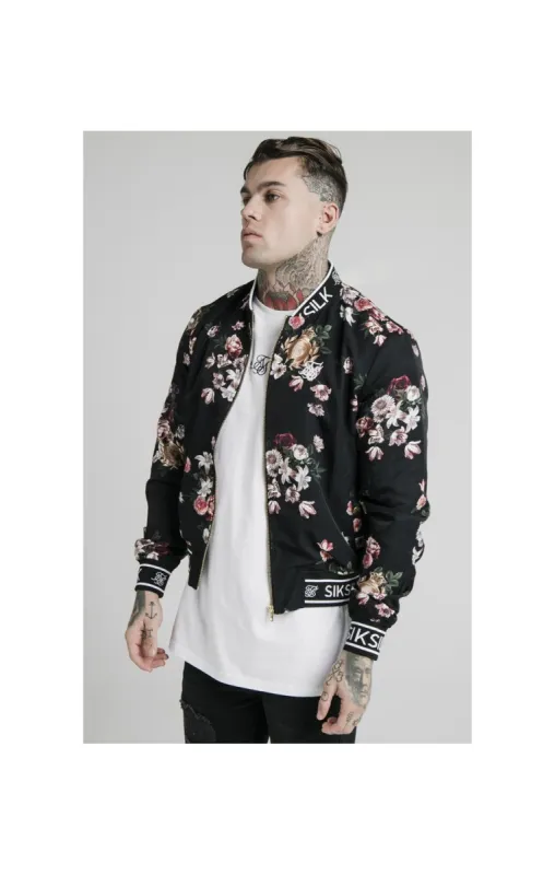 SikSilk Prestige Floral Bomber - Black sold by Siksilk