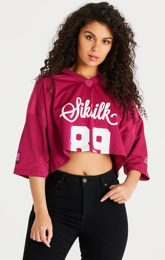 Pink Retro Football Crop Jersey sold by Siksilk