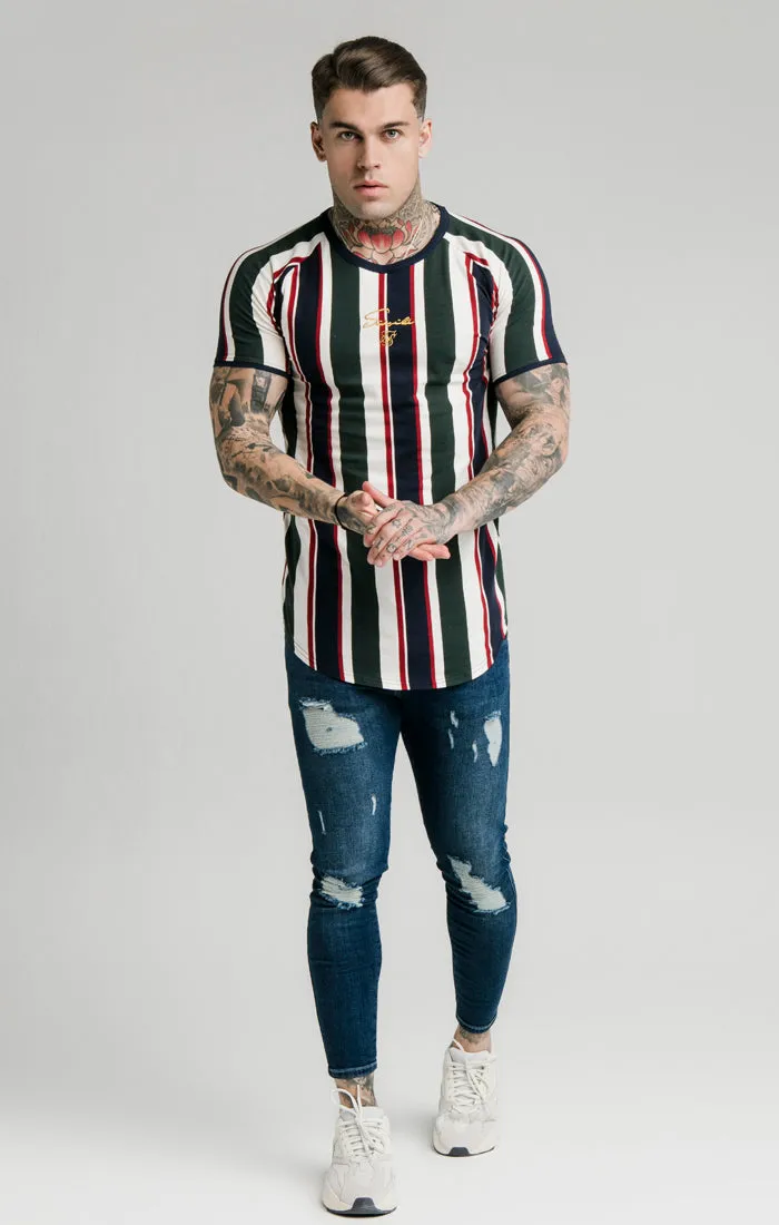 SikSilk Rotary Stripe Raglan Gym Tee - Off White Green & Navy sold by Siksilk product image thumbnail 4