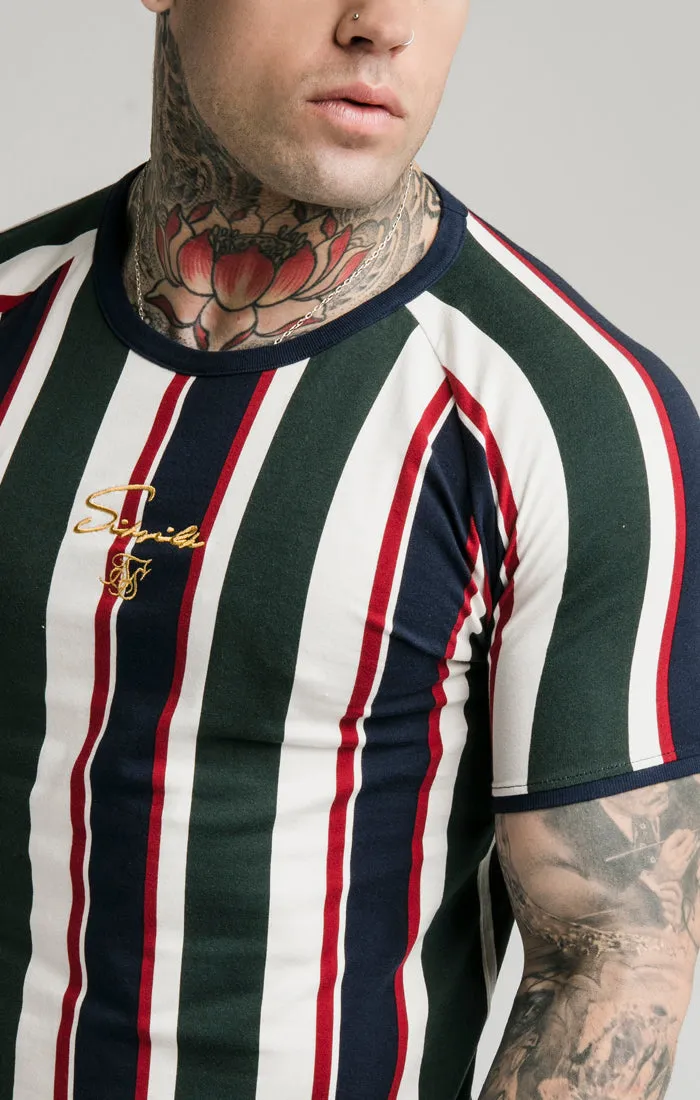 SikSilk Rotary Stripe Raglan Gym Tee - Off White Green & Navy sold by Siksilk product image thumbnail 5