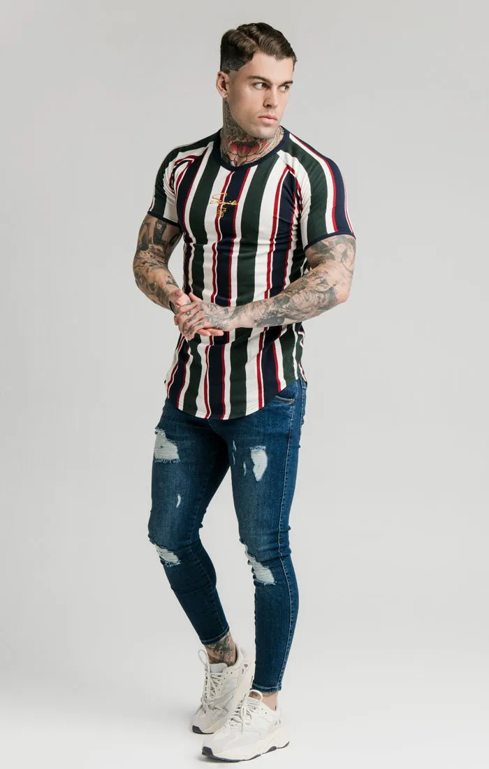 SikSilk Rotary Stripe Raglan Gym Tee - Off White Green & Navy sold by Siksilk product image thumbnail 2