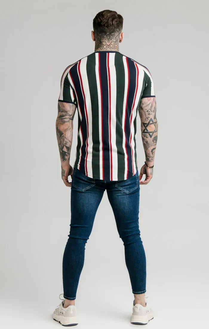 SikSilk Rotary Stripe Raglan Gym Tee - Off White Green & Navy sold by Siksilk product image thumbnail 3
