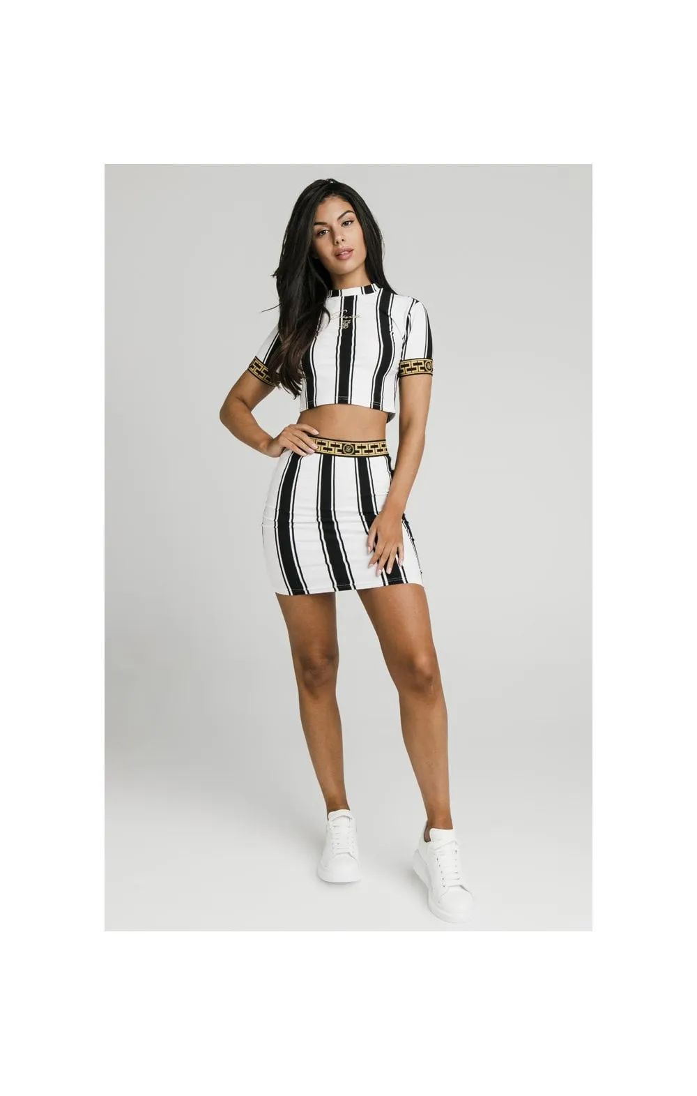 SikSilk Athena Stripe Box Fit Crop Tee - Black & White sold by Siksilk product image thumbnail 4