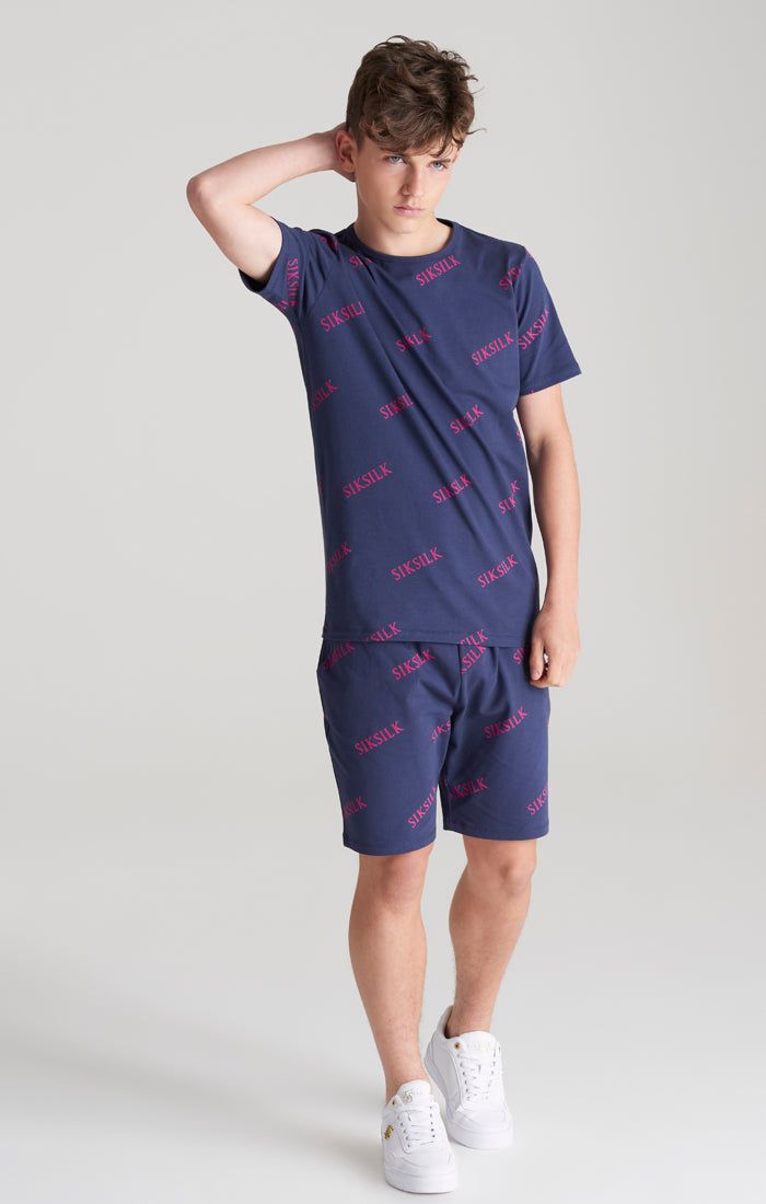 Boys Navy Monogram Printed Short sold by Siksilk product image thumbnail 5