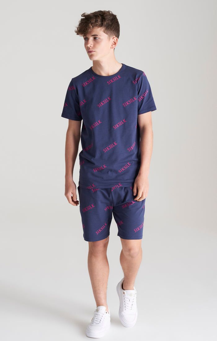 Boys Navy Monogram Printed Short sold by Siksilk product image thumbnail 4