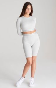 Girls Grey Ribbed Long Sleeve Cropped T-Shirt sold by Siksilk