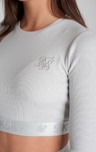 Girls Grey Ribbed Long Sleeve Cropped T-Shirt sold by Siksilk
