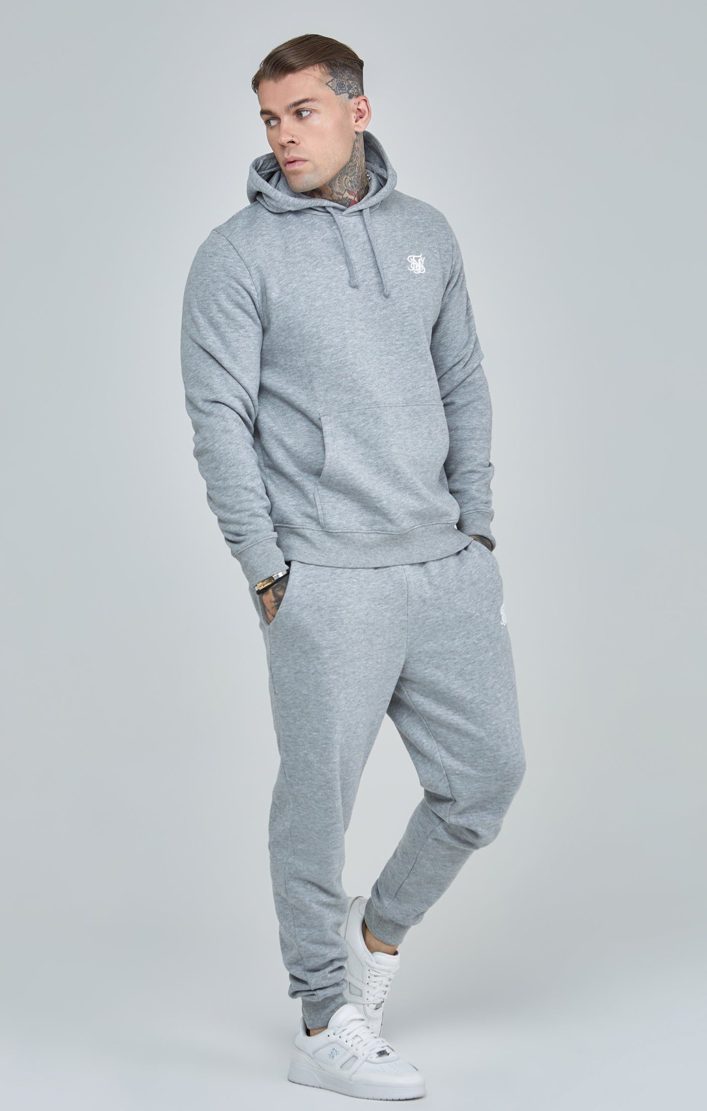 Grey Marl Essential Overhead Hoodie sold by Siksilk product image thumbnail 3