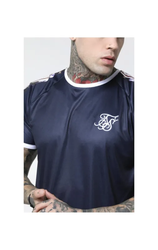 SikSilk Starlite Raglan Curved Hem Tape Tee - Navy sold by Siksilk