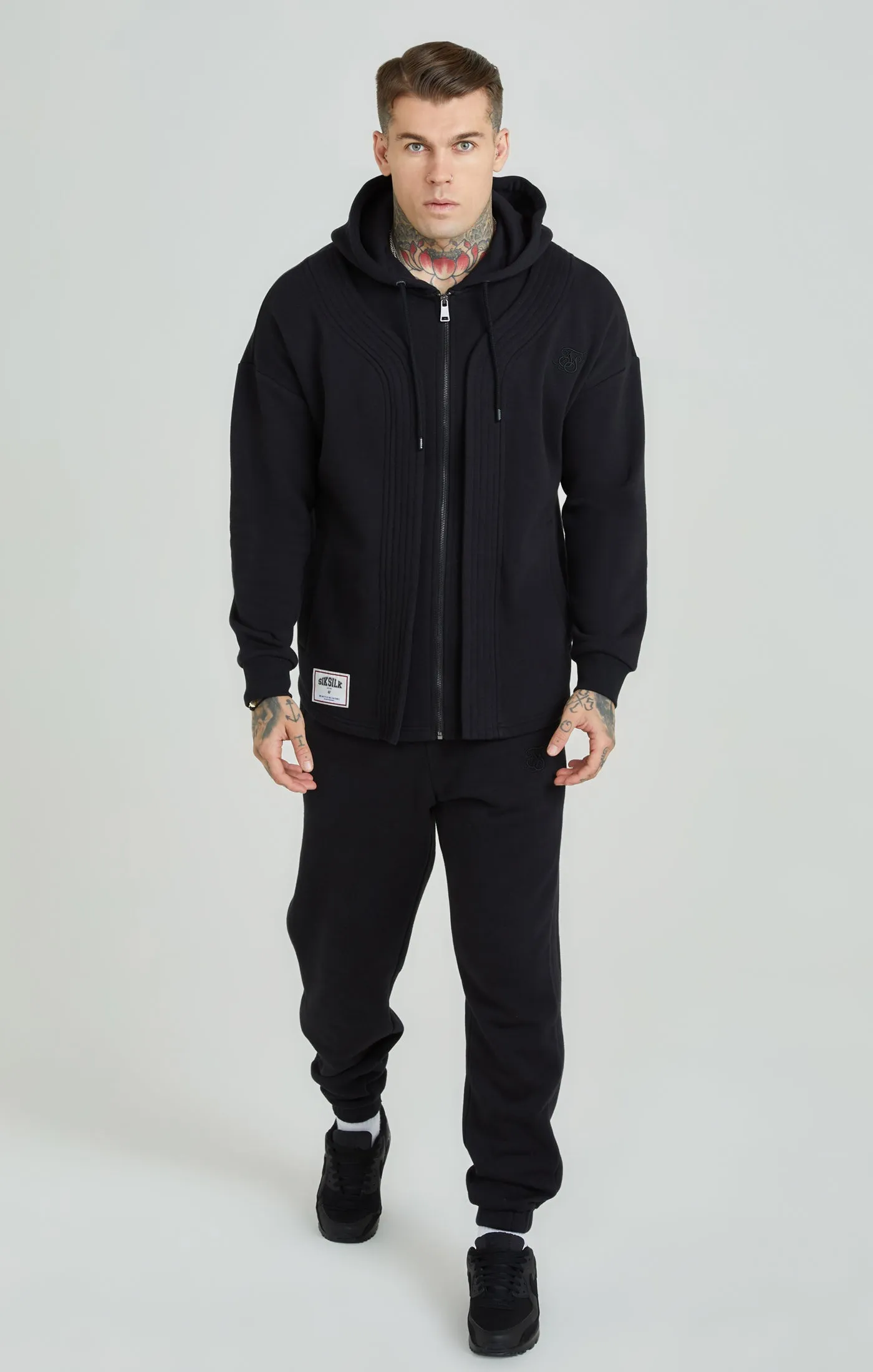 Black Dual Layer Baseball Zip-Thru Hoodie sold by Siksilk product image thumbnail 2