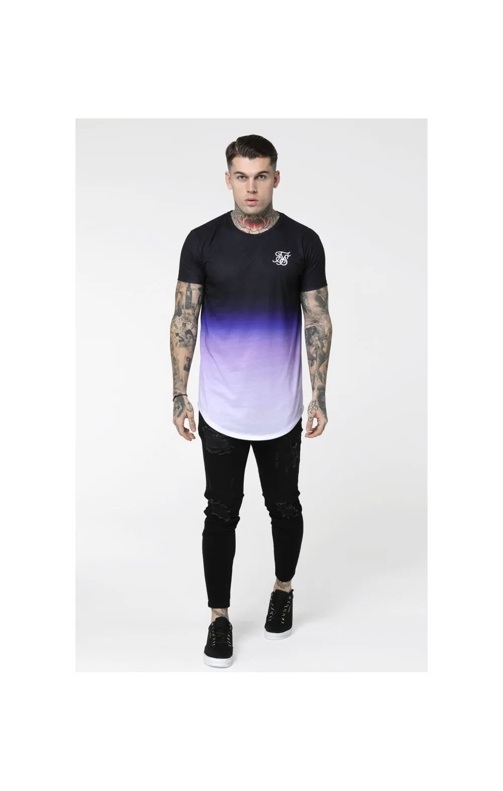 SikSilk Curved Hem Fade Tee - Black,Purple & White sold by Siksilk product image thumbnail 5