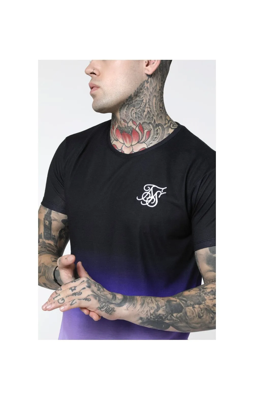 SikSilk Curved Hem Fade Tee - Black,Purple & White sold by Siksilk product image thumbnail 2