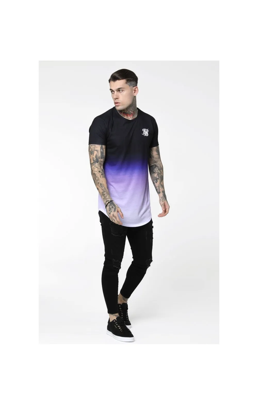 SikSilk Curved Hem Fade Tee - Black,Purple & White sold by Siksilk product image thumbnail 3