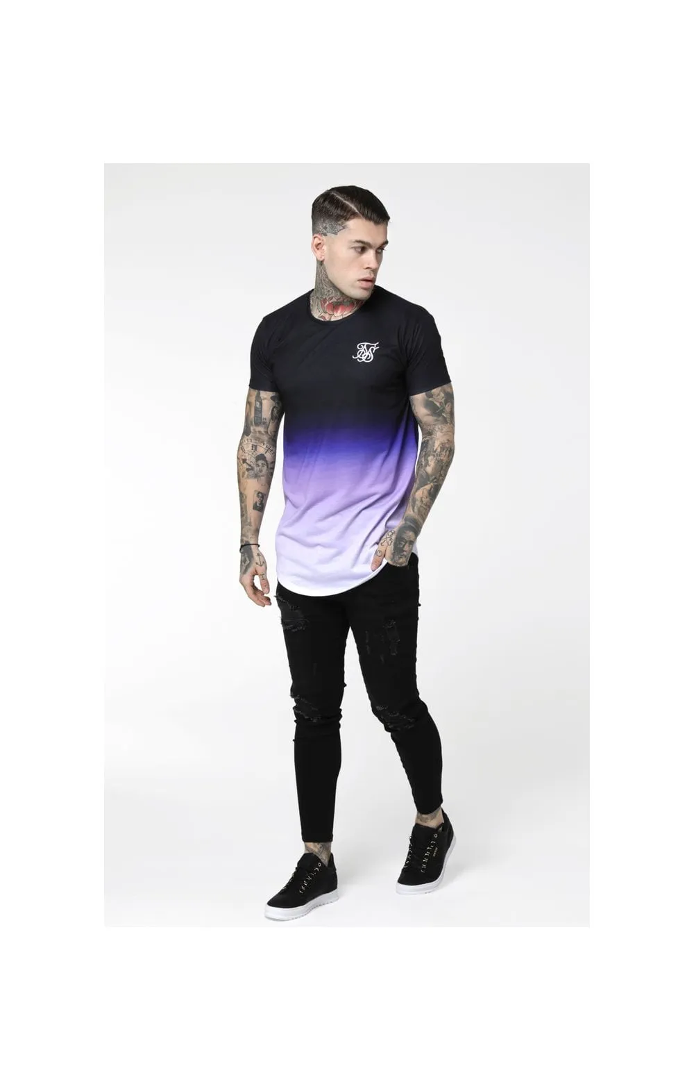 SikSilk Curved Hem Fade Tee - Black,Purple & White sold by Siksilk product image thumbnail 4