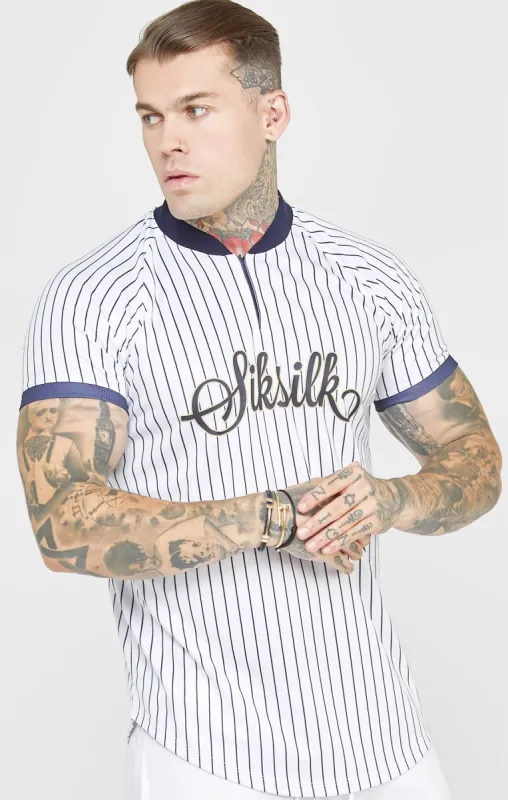 White Fitted Baseball Jersey T-Shirt sold by Siksilk