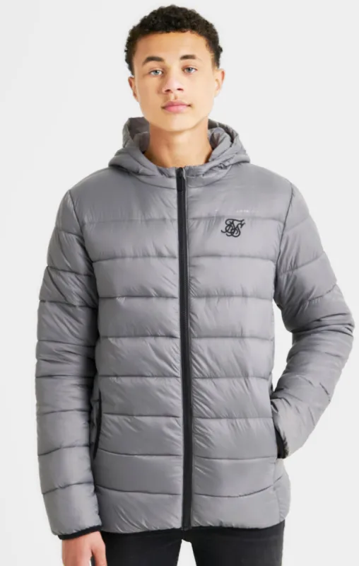 Boys Grey Reversible Bubble Jacket sold by Siksilk