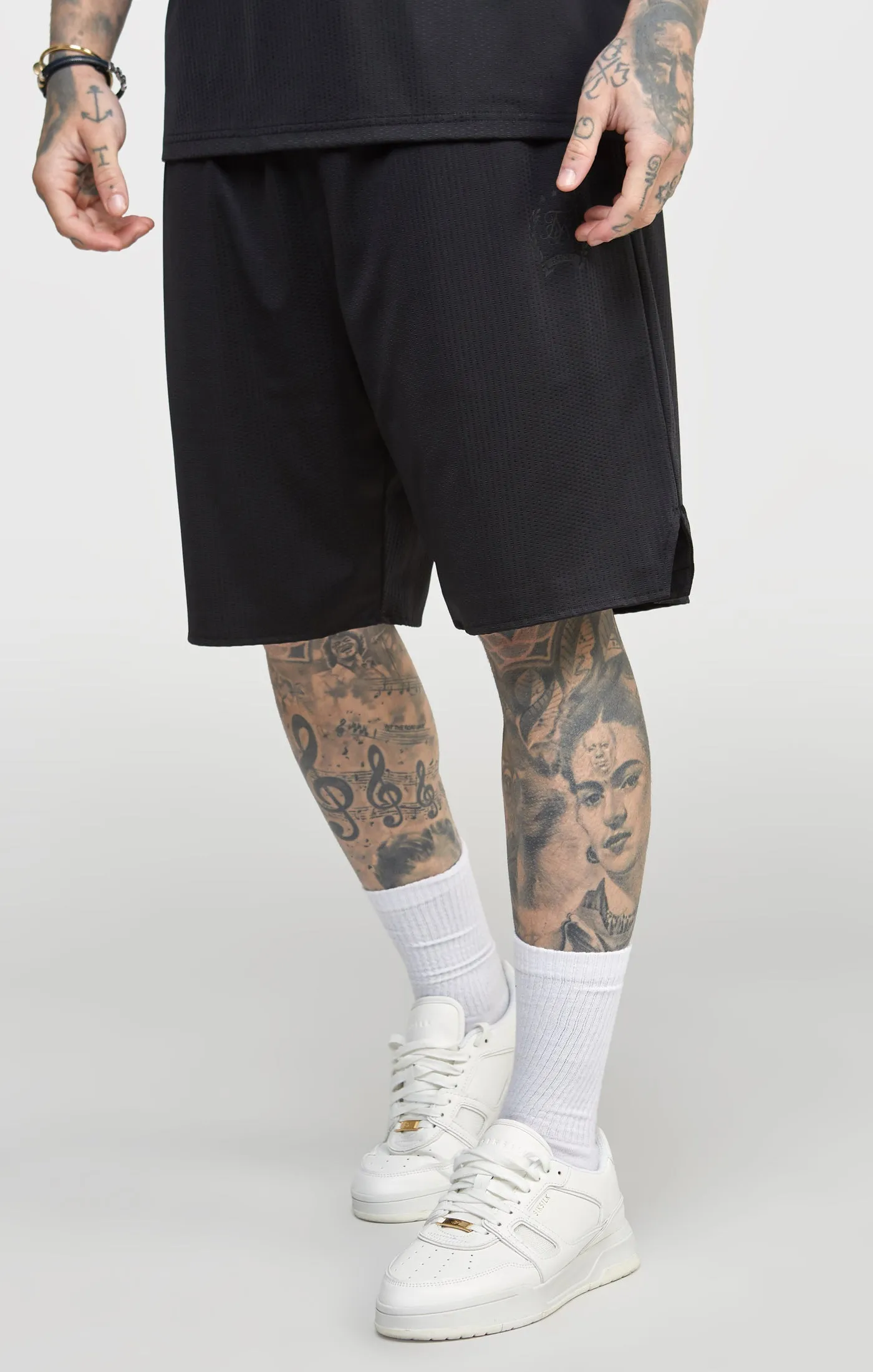 Black Mesh Loose Fit Short sold by Siksilk