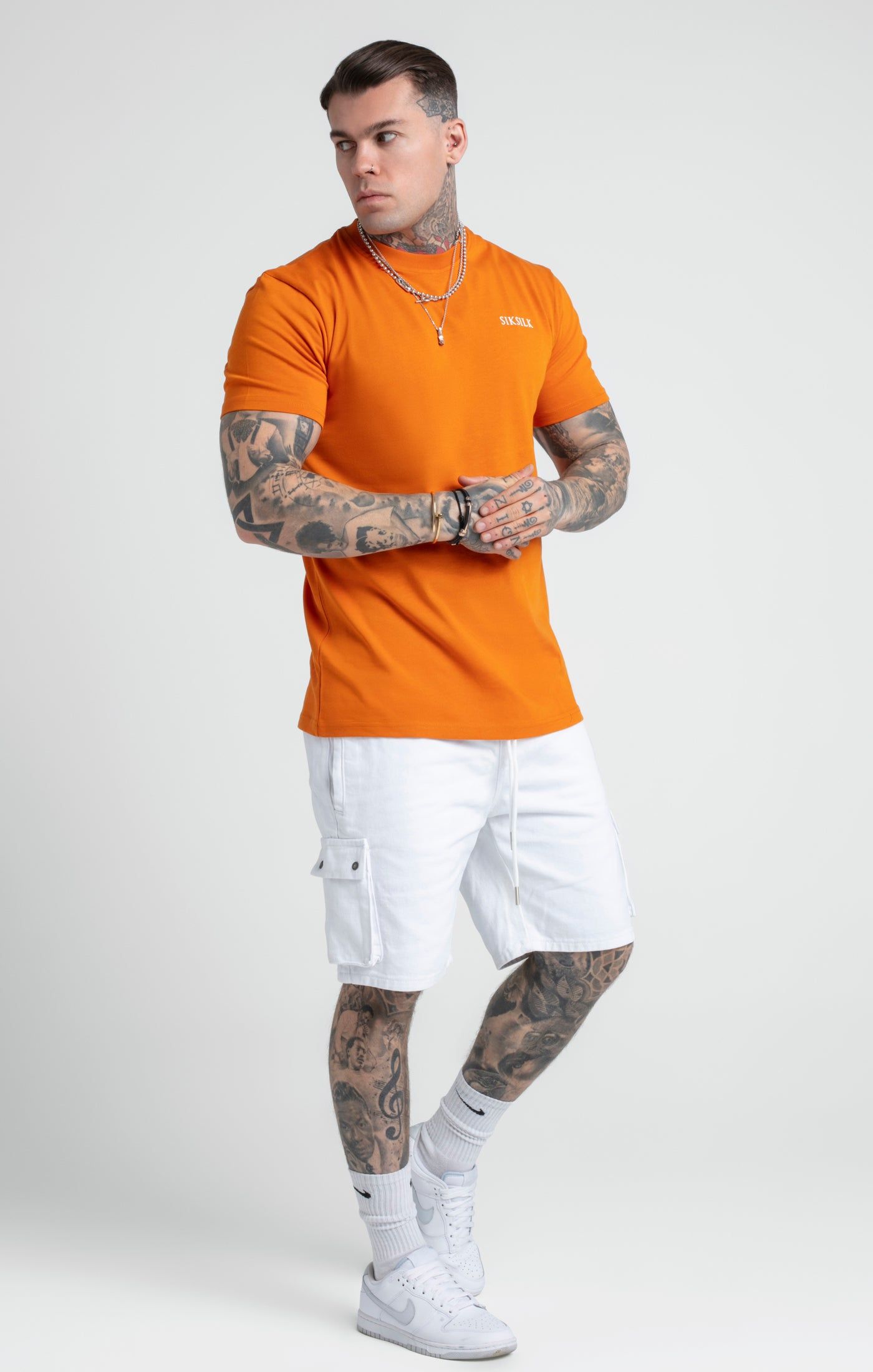 Orange Printed Logo Relaxed Fit T-Shirt sold by Siksilk product image thumbnail 2