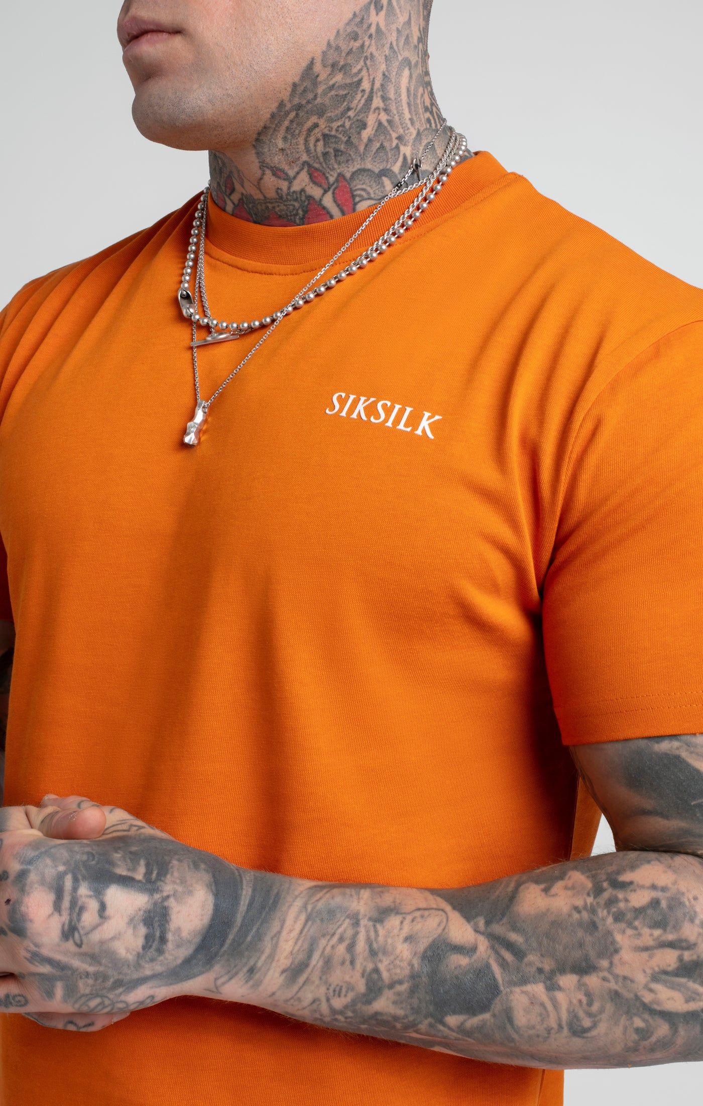 Orange Printed Logo Relaxed Fit T-Shirt sold by Siksilk product image thumbnail 3