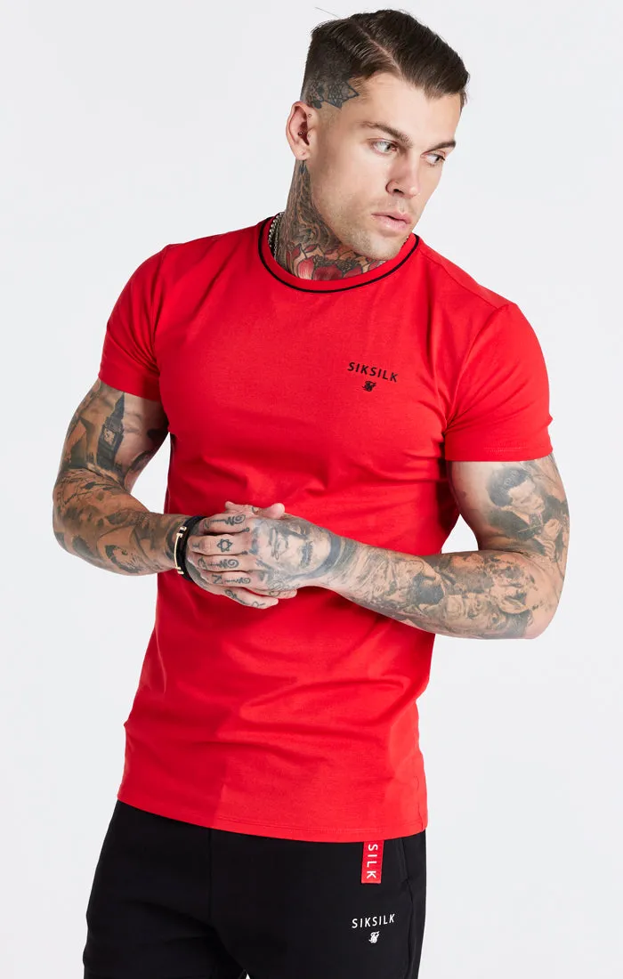 Red Embroidered Muscle Fit T-Shirt sold by Siksilk product image thumbnail 3