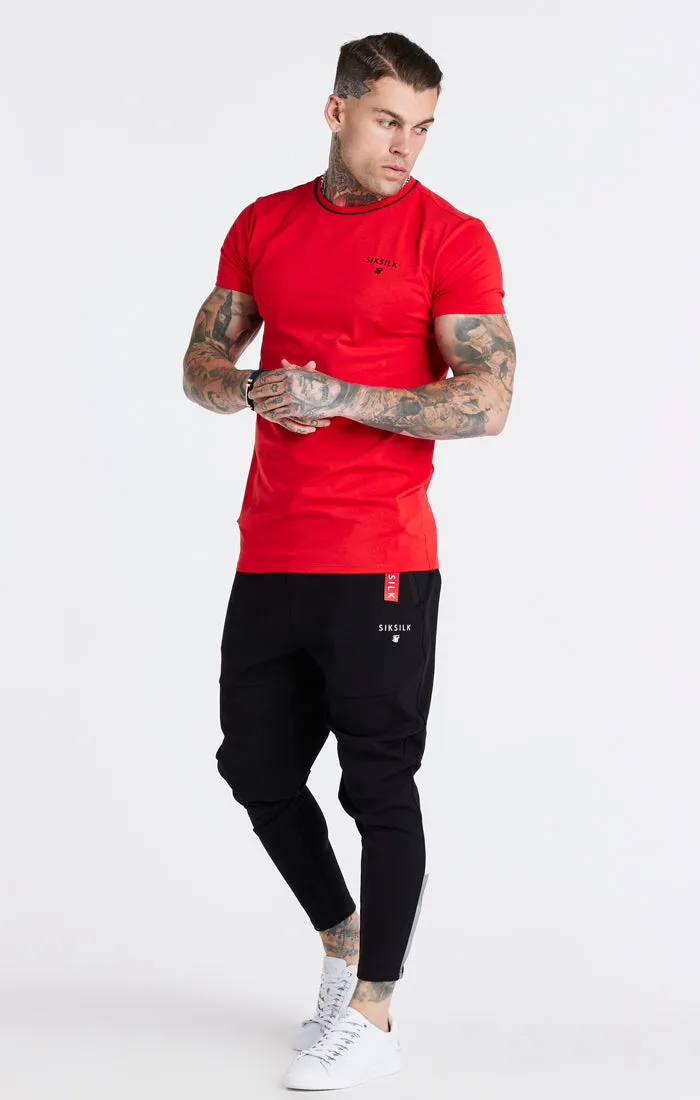 Red Embroidered Muscle Fit T-Shirt sold by Siksilk product image thumbnail 4