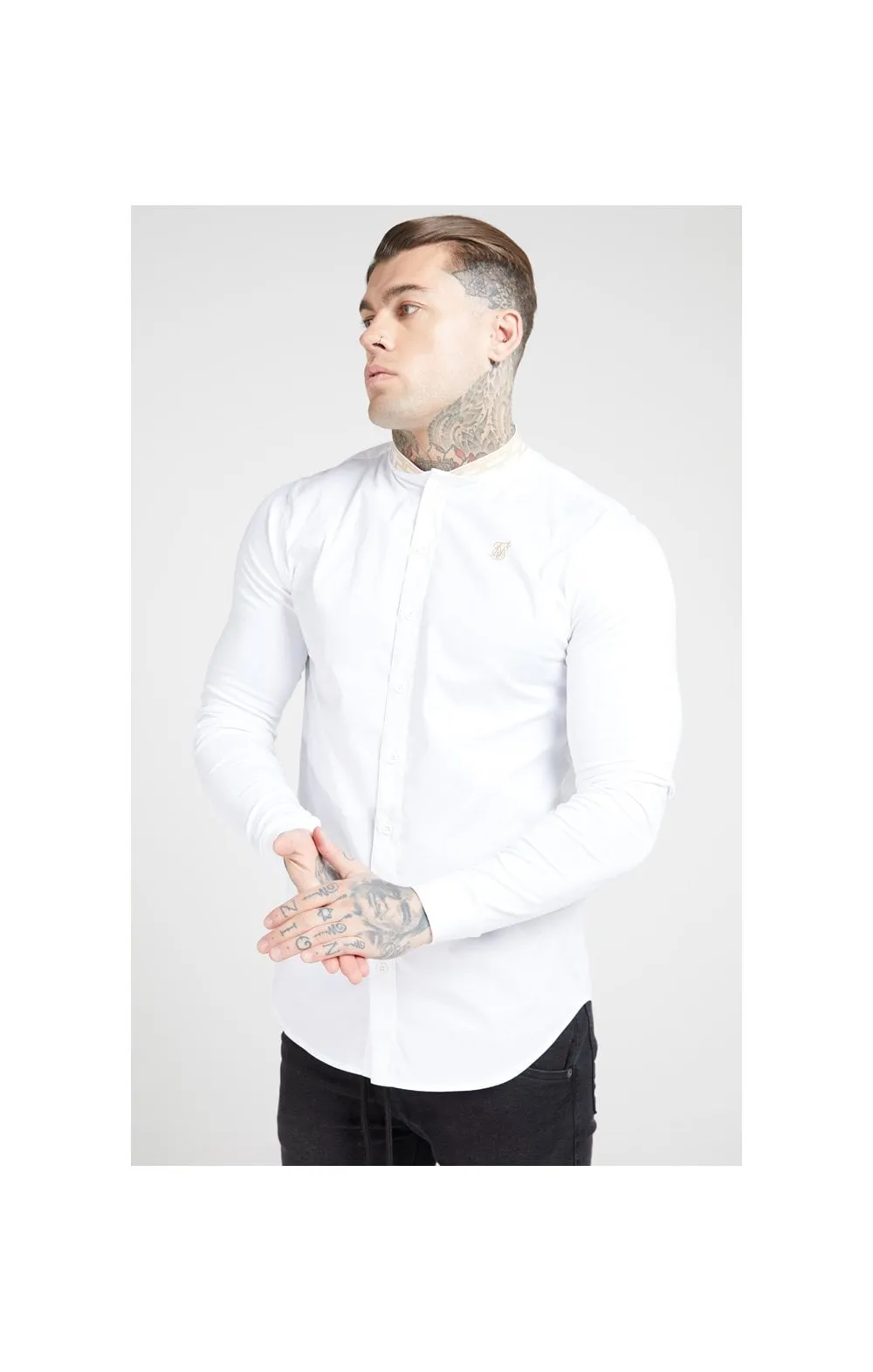SikSilk L/S Chain Tape Collar Shirt – White sold by Siksilk product image thumbnail 5