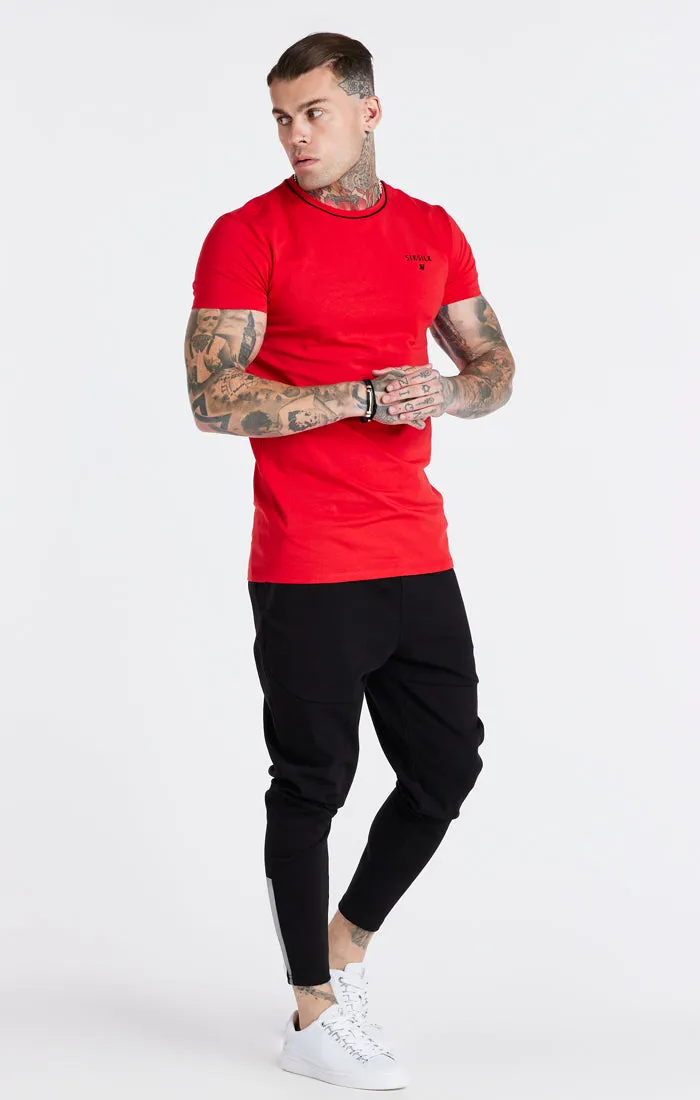 Red Embroidered Muscle Fit T-Shirt sold by Siksilk product image thumbnail 5