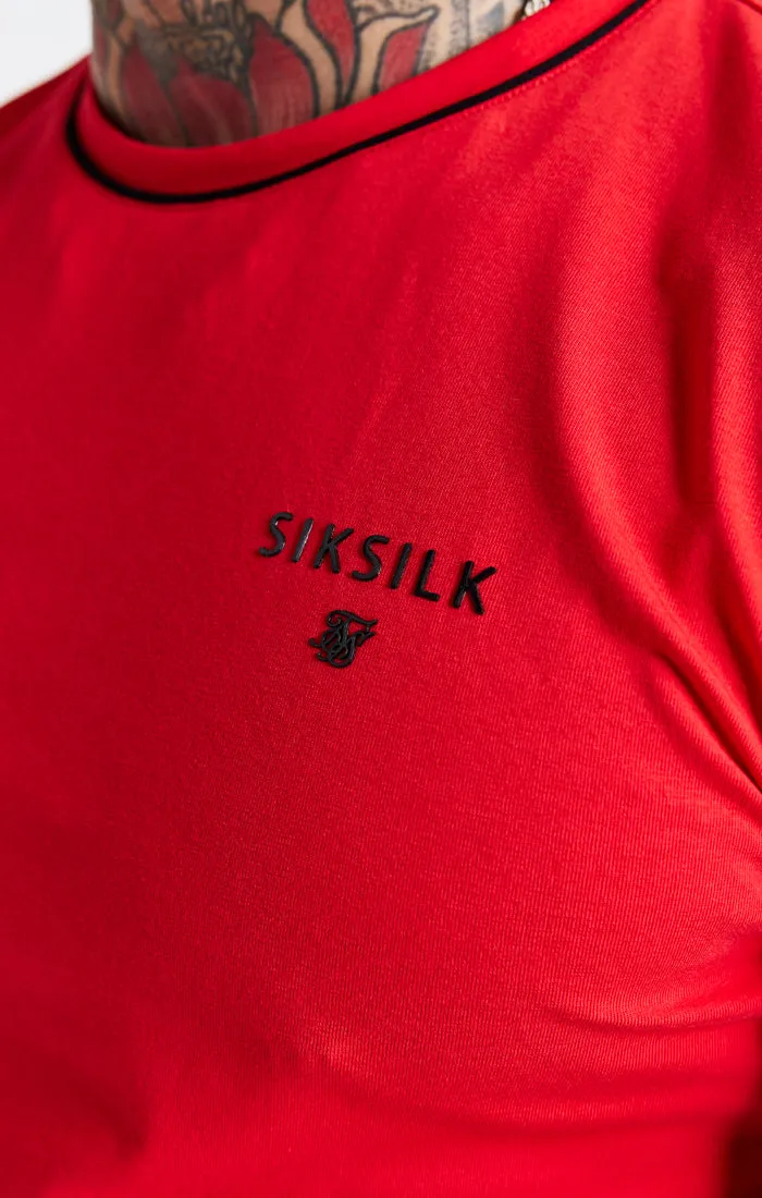 Red Embroidered Muscle Fit T-Shirt sold by Siksilk product image thumbnail 2