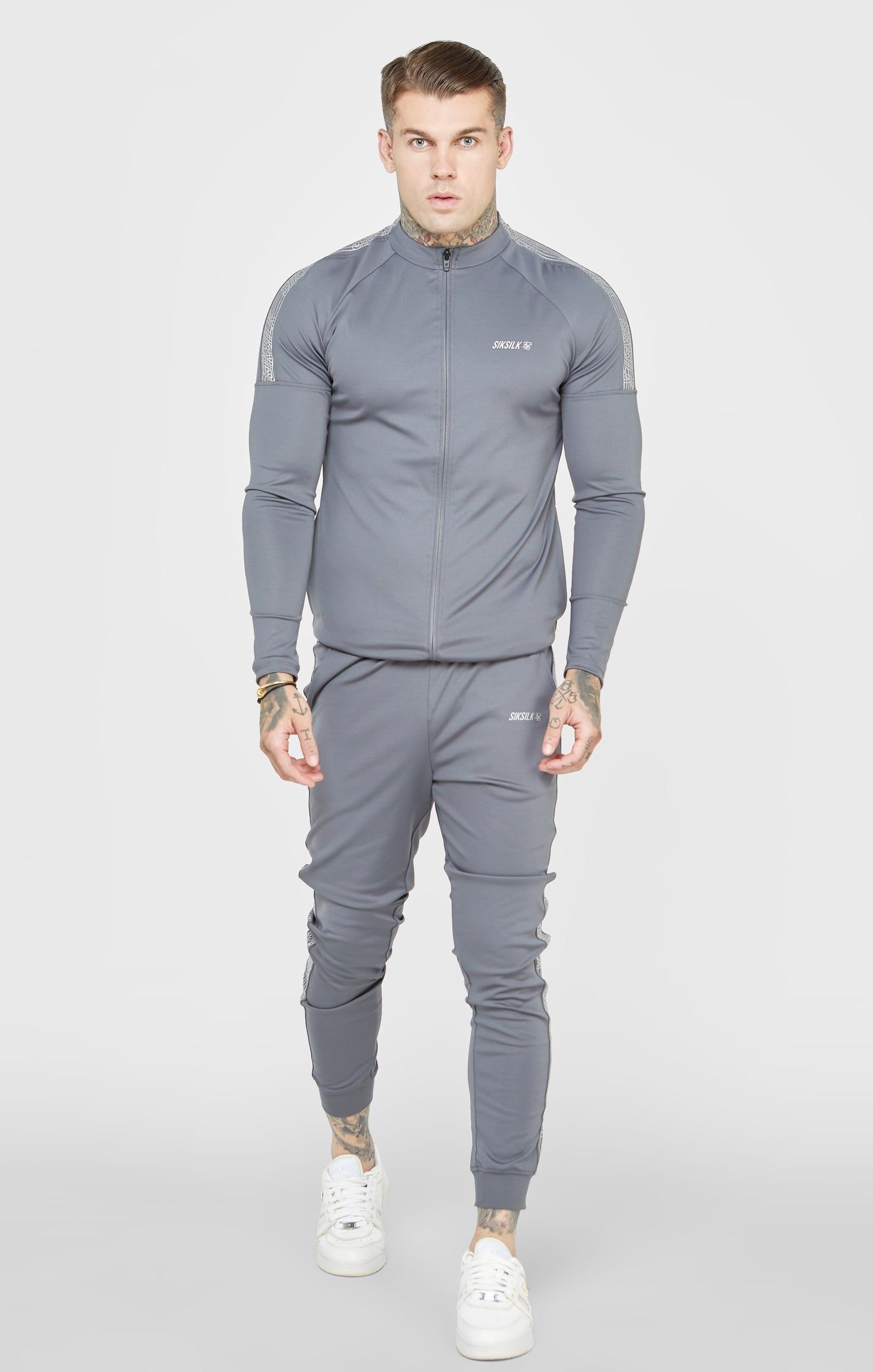 Grey Sports Funnel Neck Zip-Thru sold by Siksilk product image thumbnail 3