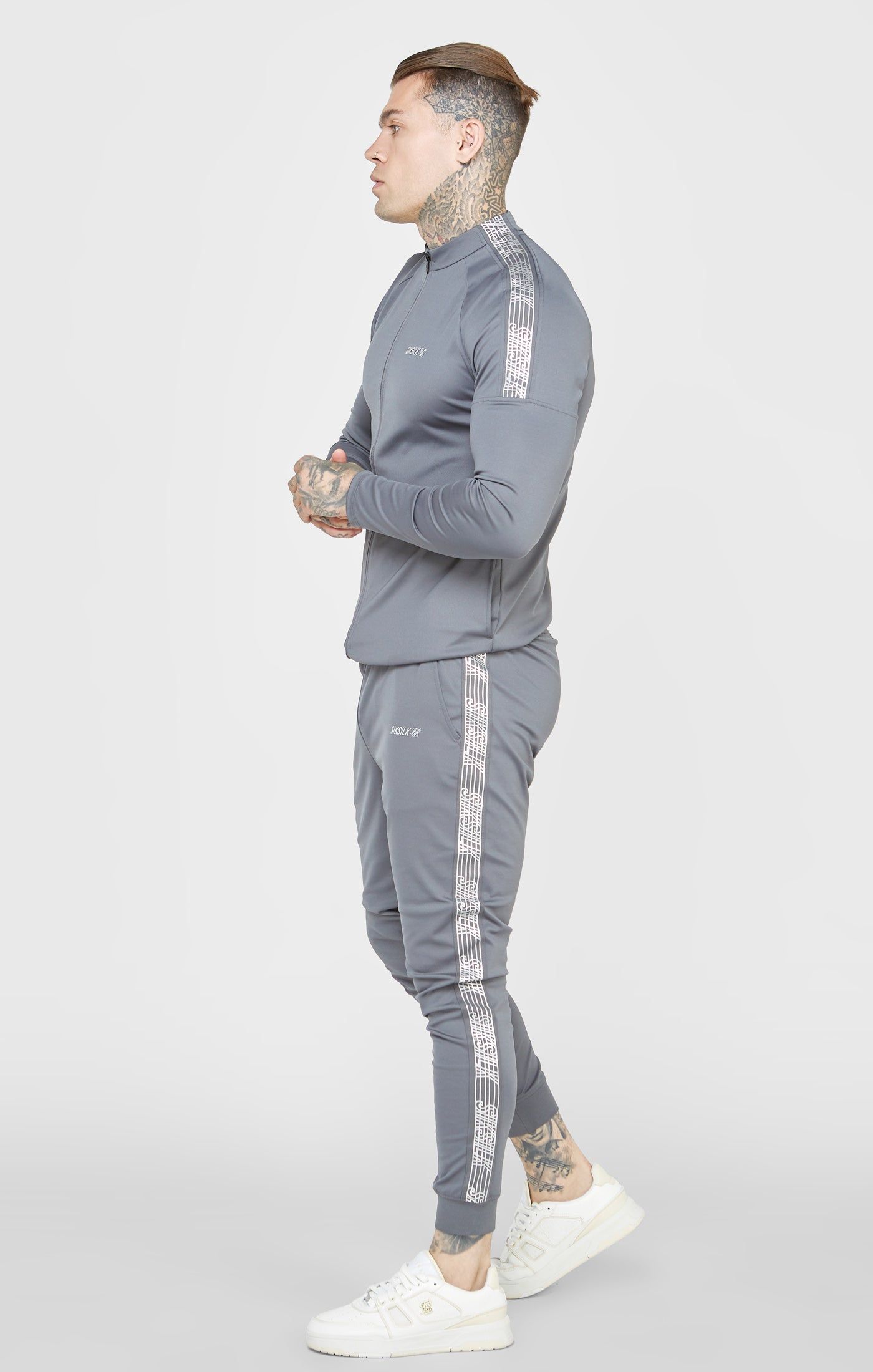 Grey Sports Funnel Neck Zip-Thru sold by Siksilk product image thumbnail 4