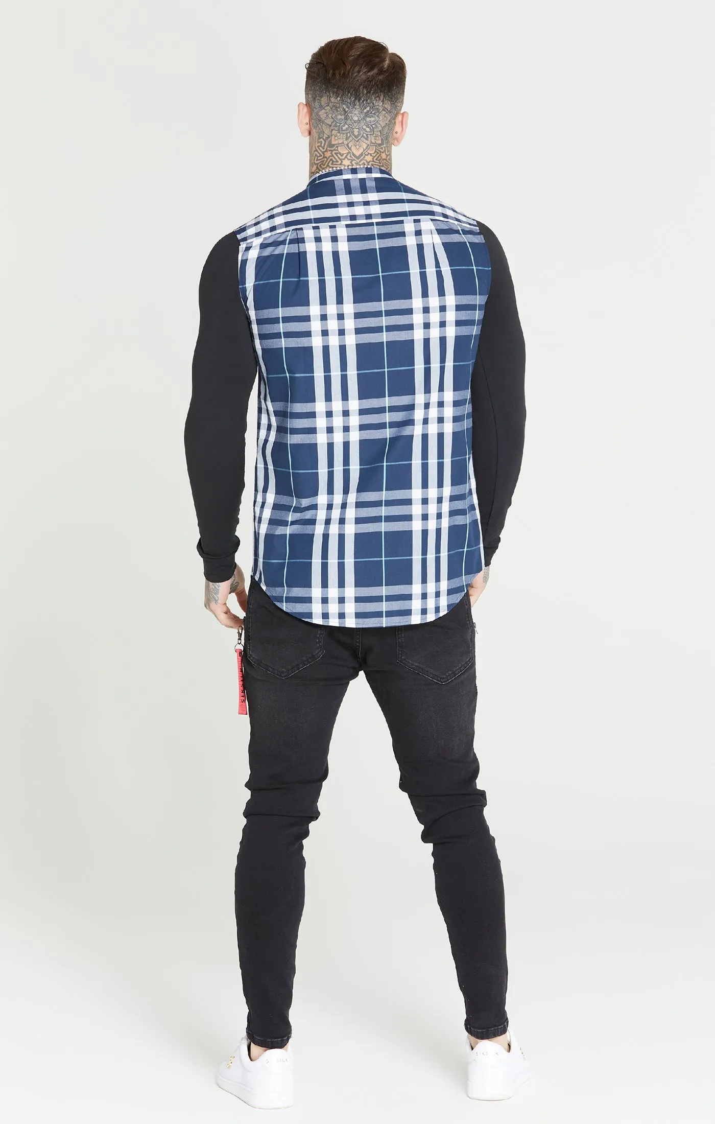 Black Check Grandad Shirt sold by Siksilk product image thumbnail 5