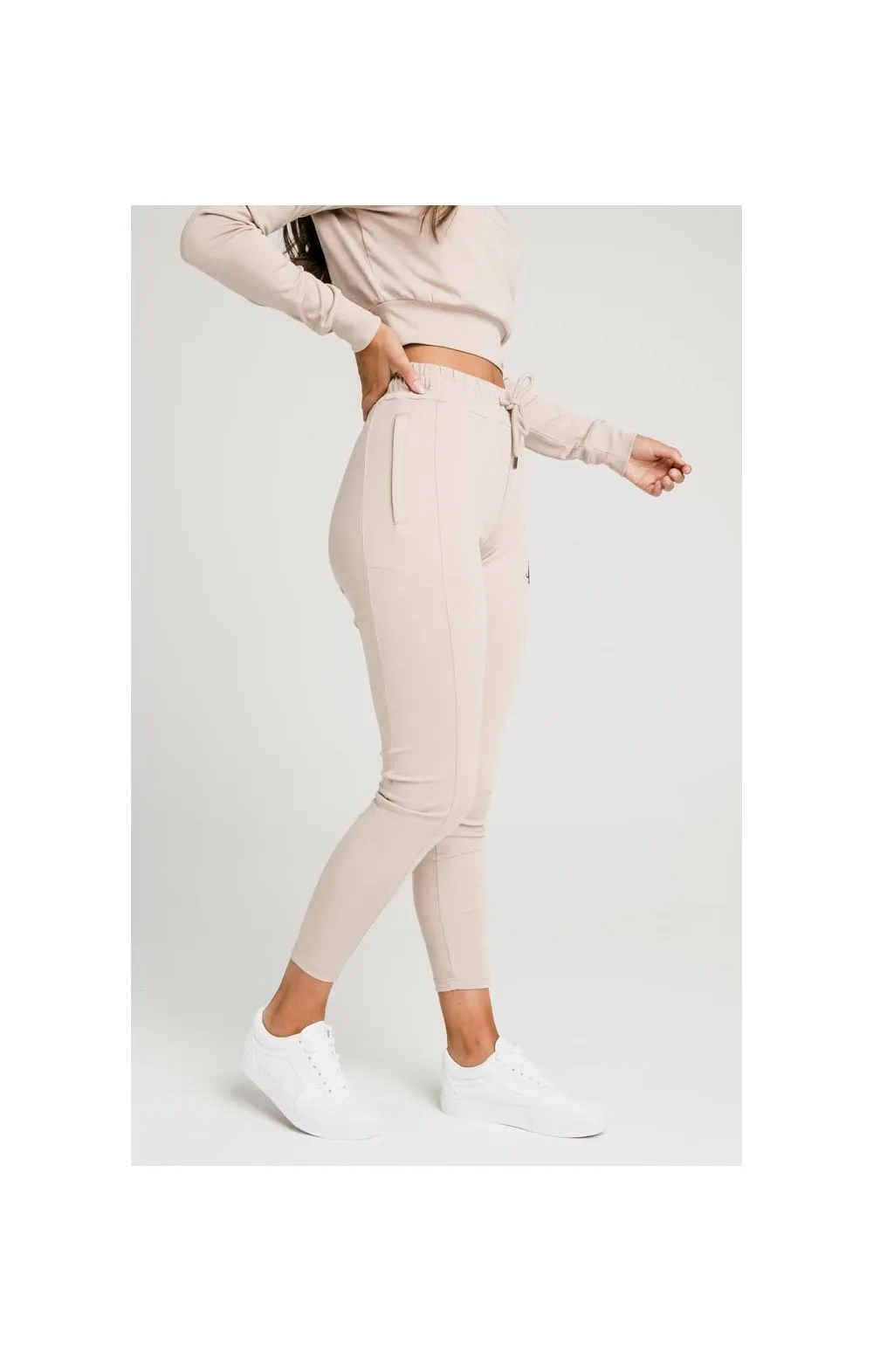 Beige Essential Track Pant sold by Siksilk product image thumbnail 4