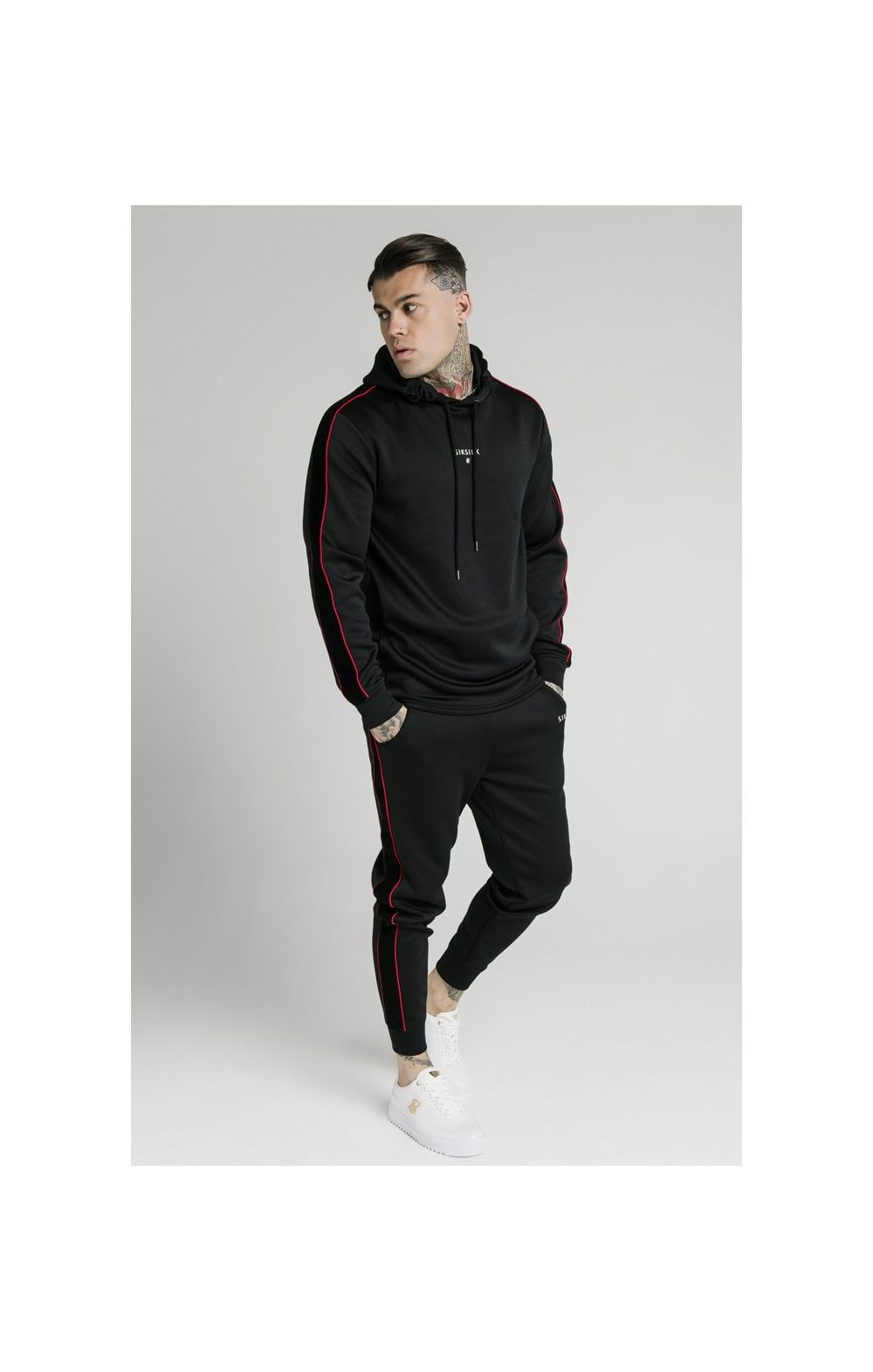 SikSilk Imperial Quarter Zip Hoodie - Black & Red sold by Siksilk product image thumbnail 7