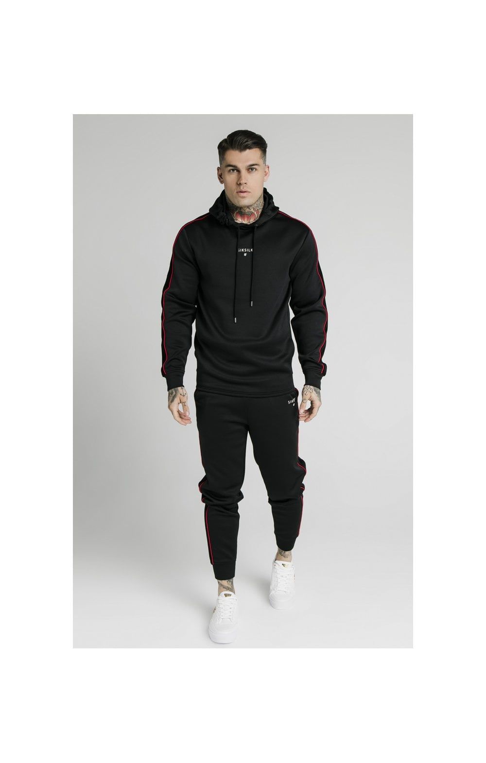 SikSilk Imperial Quarter Zip Hoodie - Black & Red sold by Siksilk product image thumbnail 4