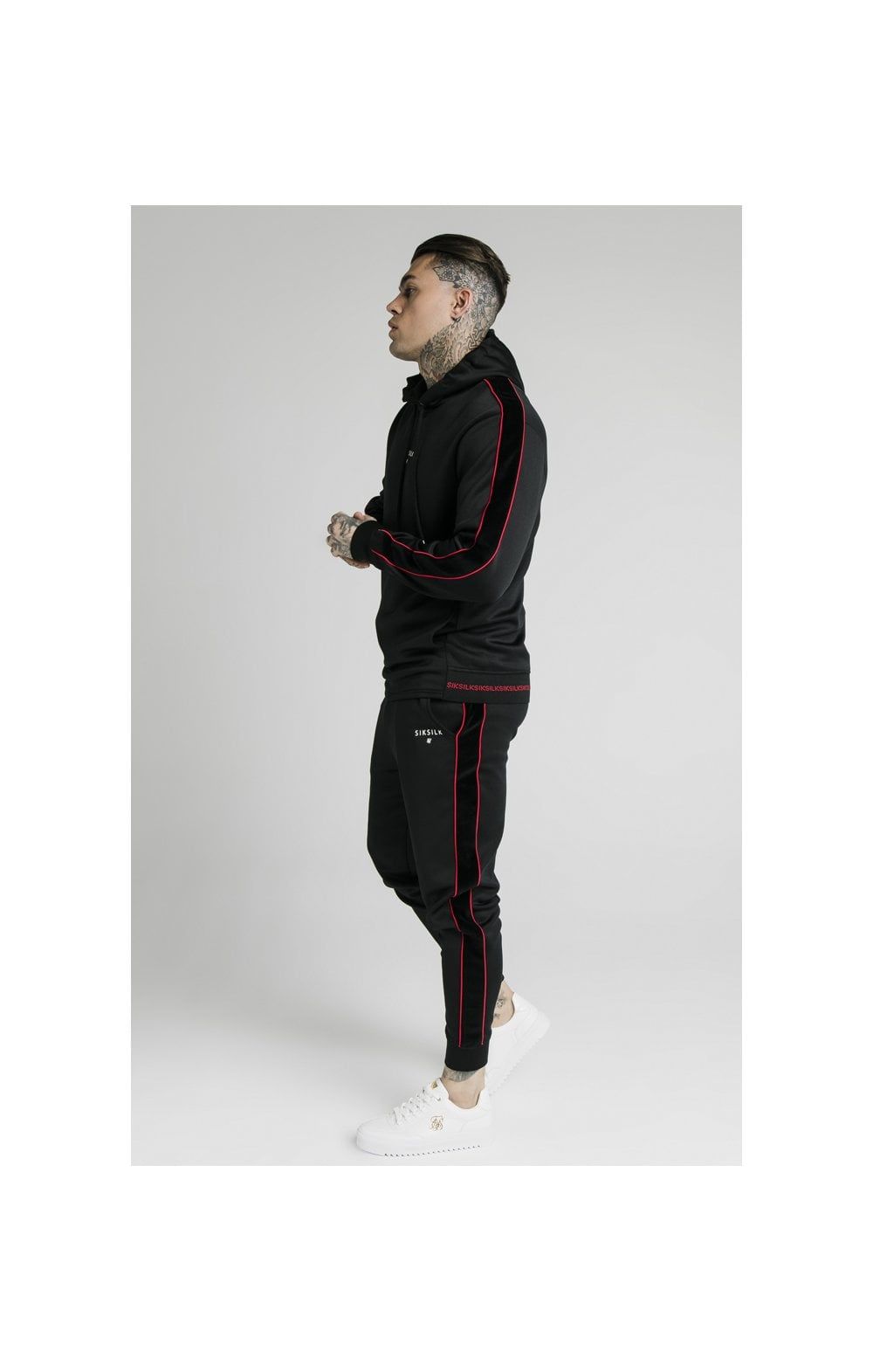 SikSilk Imperial Quarter Zip Hoodie - Black & Red sold by Siksilk product image thumbnail 6