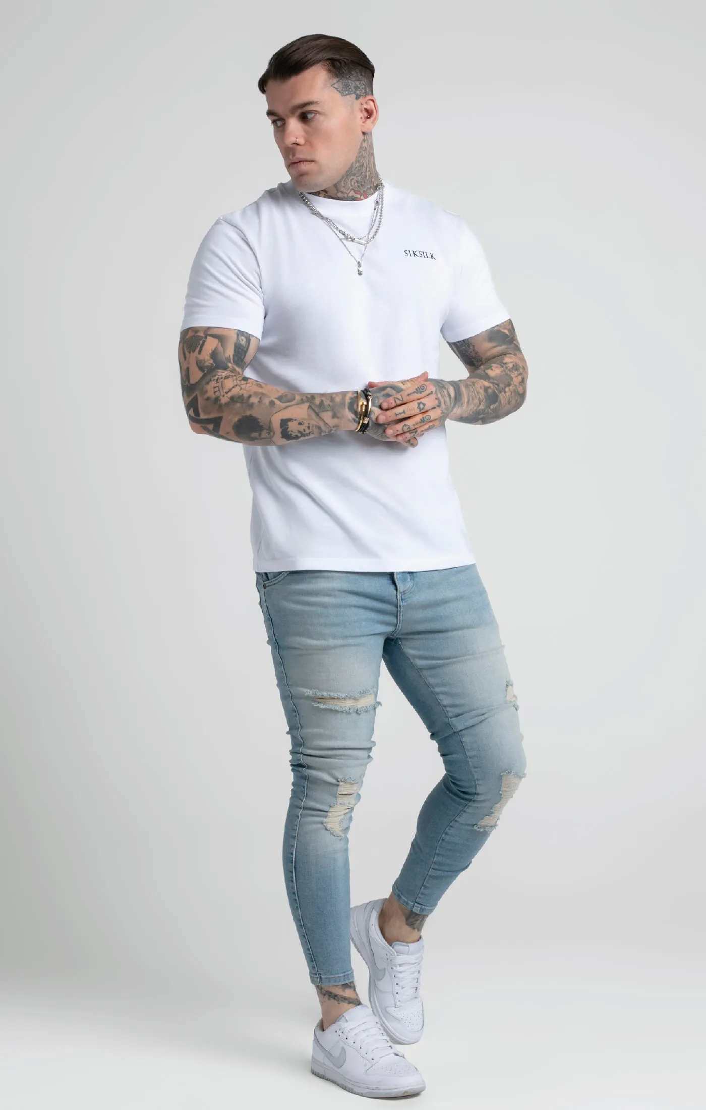 White Printed Logo Relaxed Fit T-Shirt sold by Siksilk product image thumbnail 2