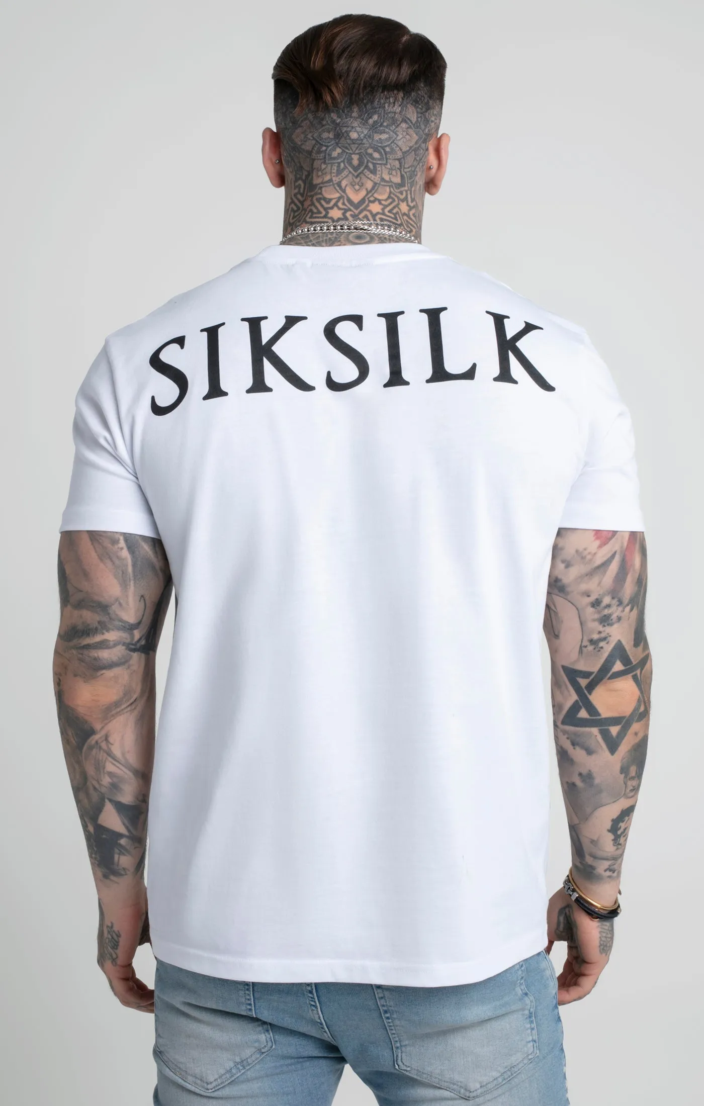 White Printed Logo Relaxed Fit T-Shirt sold by Siksilk product image thumbnail 3